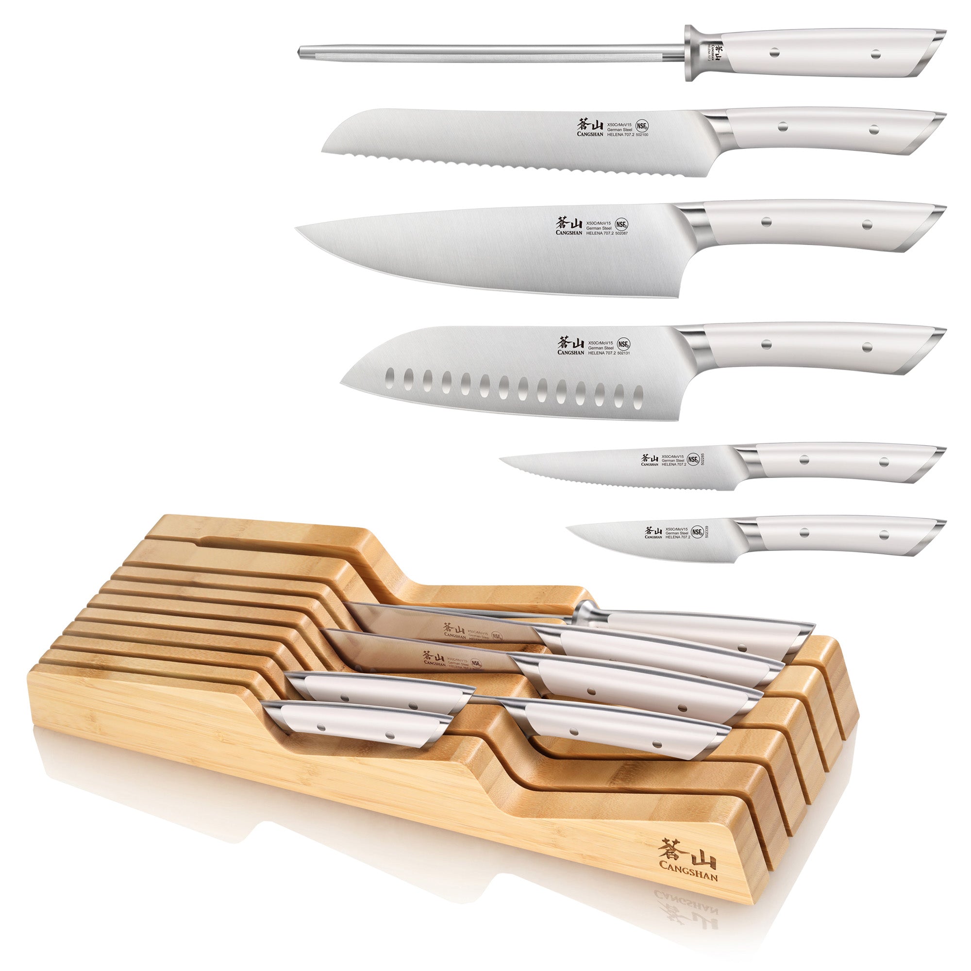 Cangshan 503268 HELENA Series 7-Piece In-Drawer Knife Set - Black