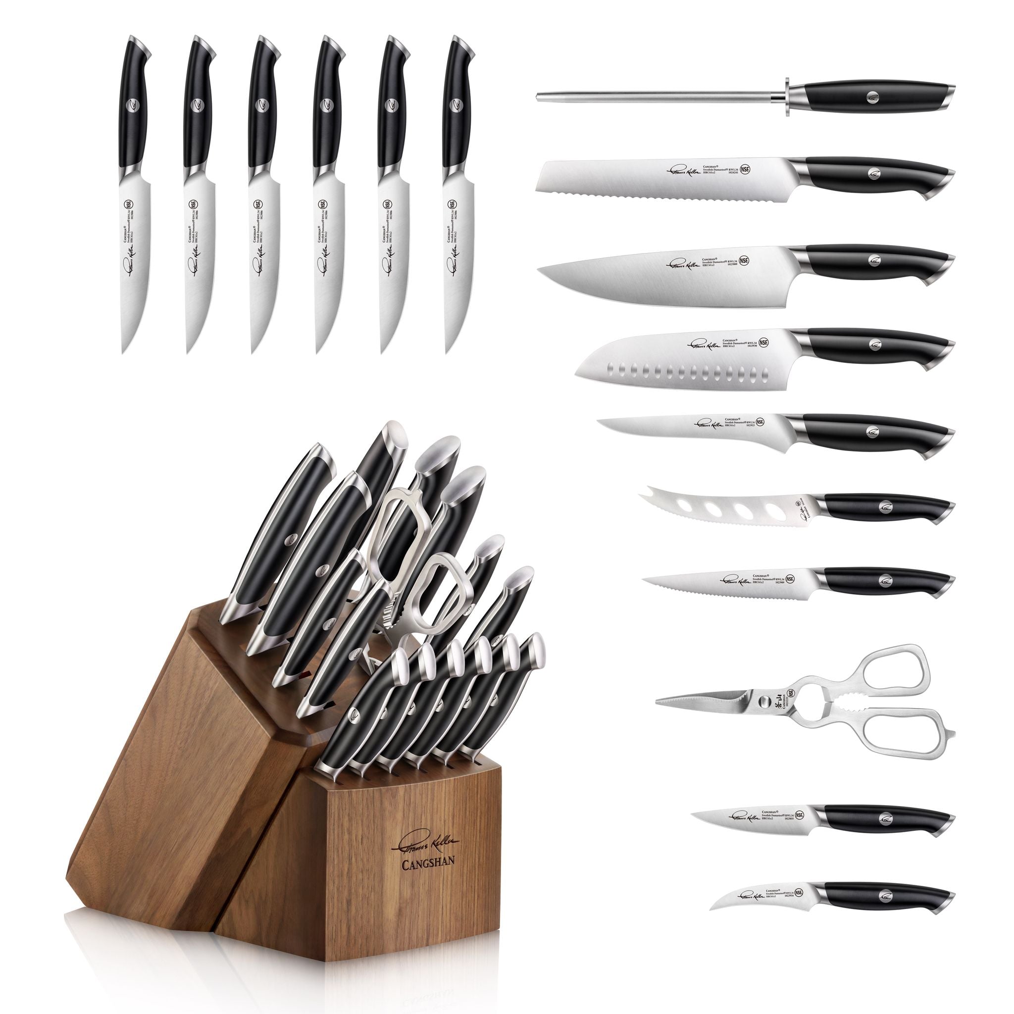 Cangshan 1025590 TKSC 17-Piece Knife Block Set - White