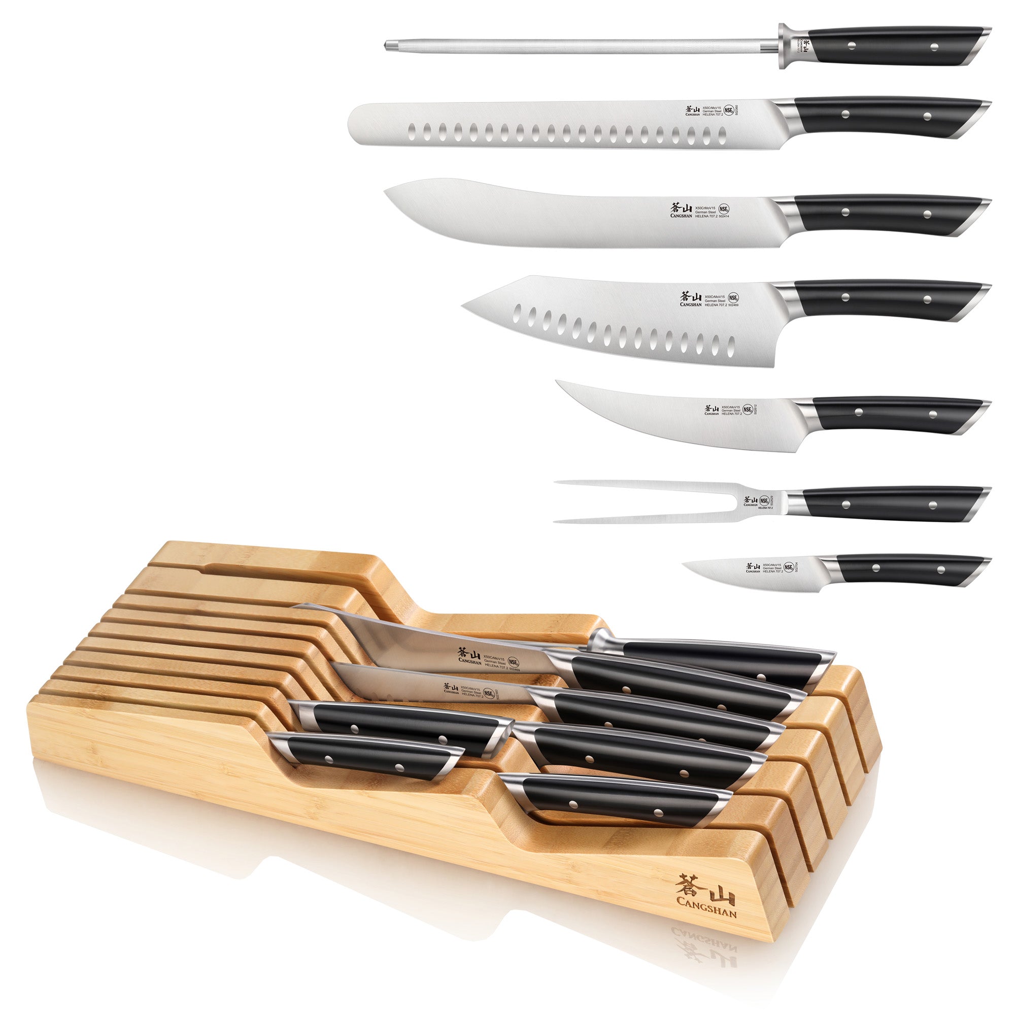Cangshan 503459 HELENA Series 8-Piece In-Drawer BBQ Knife Set - White