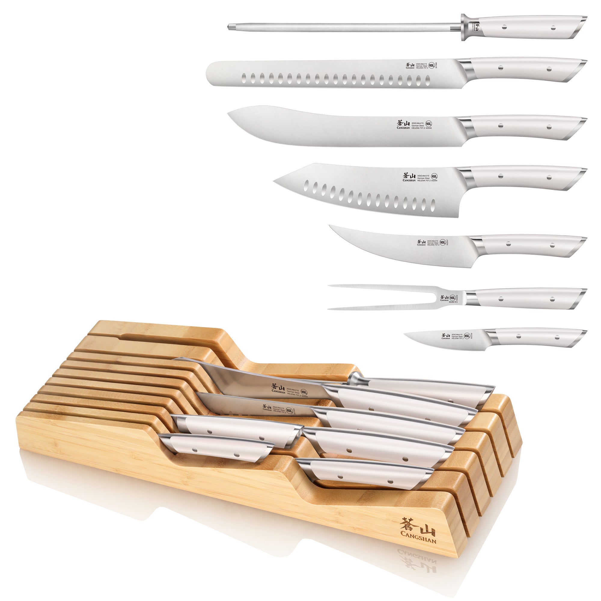 Cangshan 503275 HELENA Series 8-Piece In-Drawer BBQ Knife Set - Black