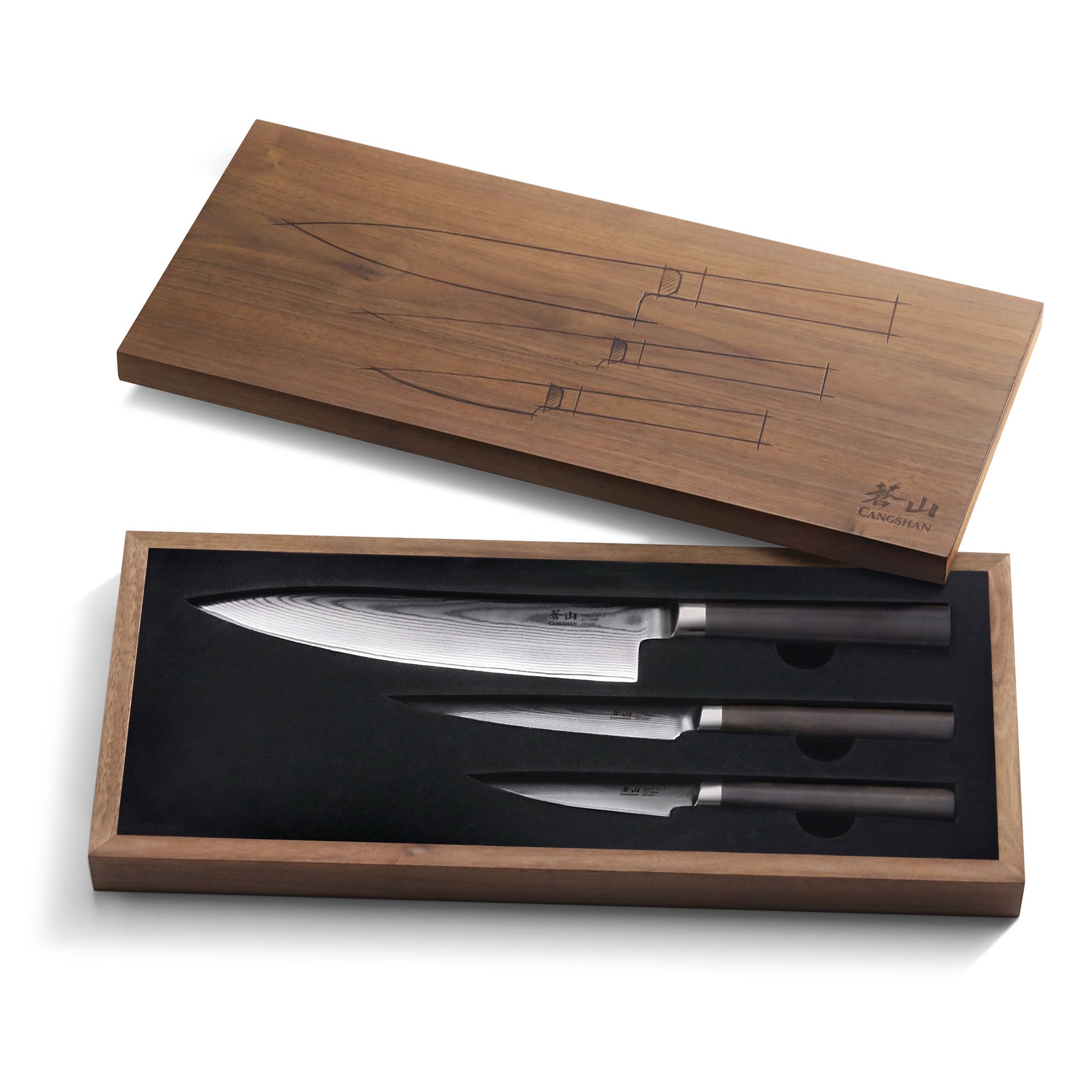 Cangshan 501172 HAKU Series 3-Piece Starter Set with Walnut Box
