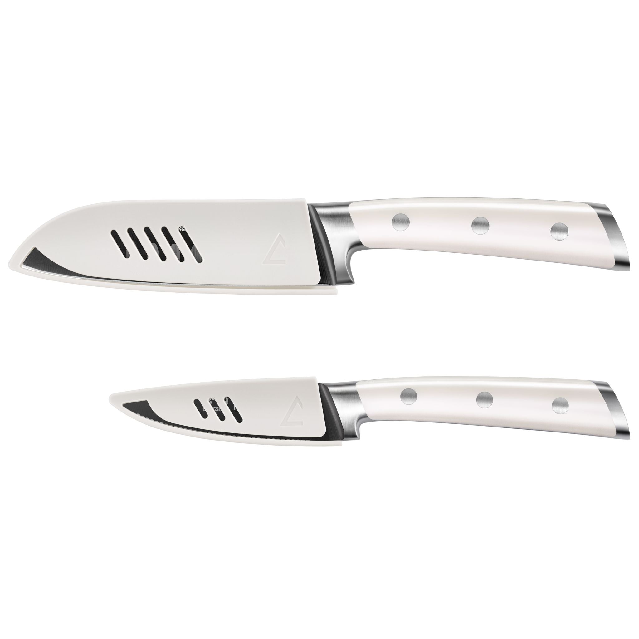 Cangshan 1022100 S+ Series 2-Piece Titanium Coated Santoku Starter Knife Set with - Vanilla White