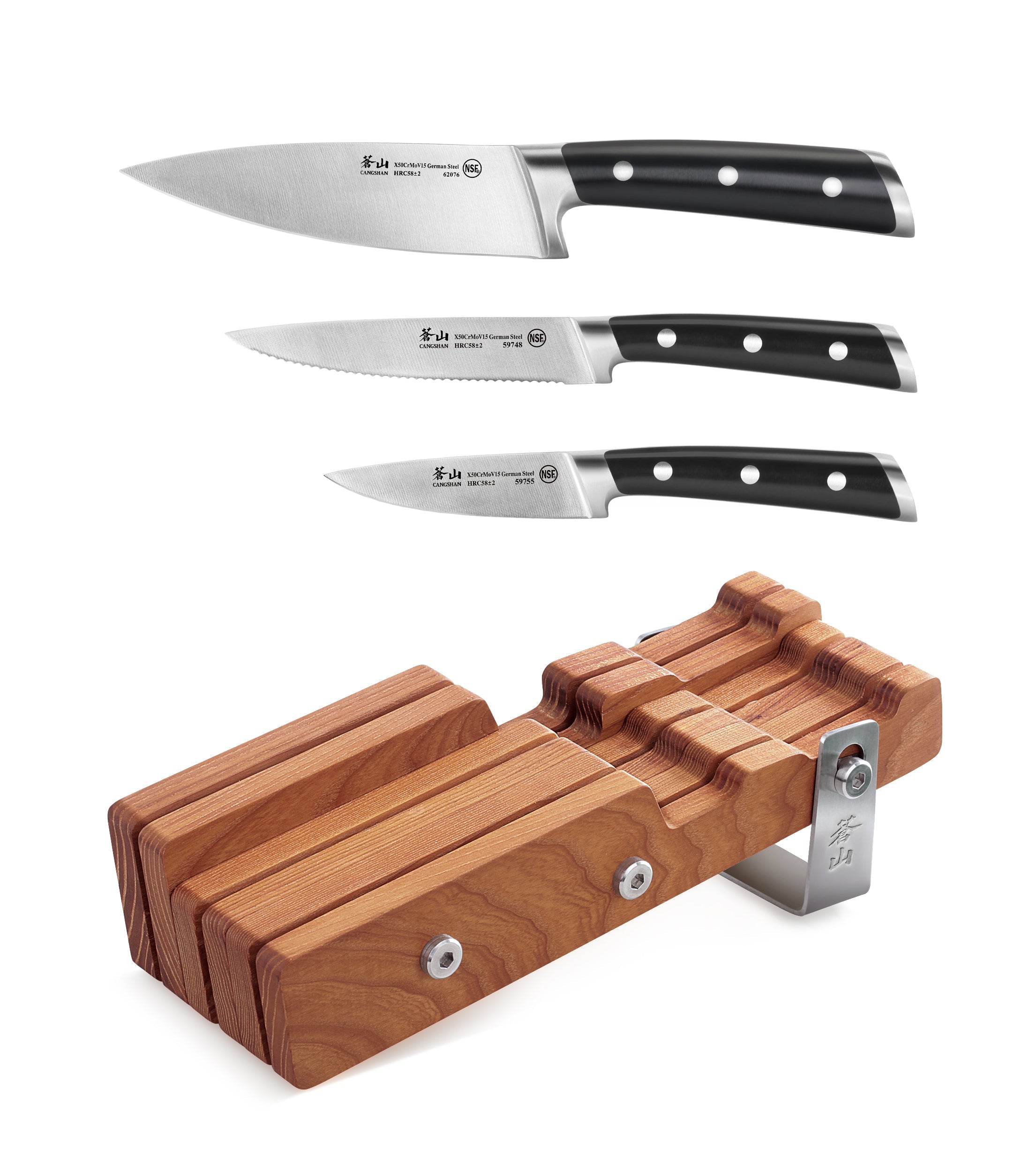 Cangshan 61864 S Series 4-Piece Starter Knife Block Set