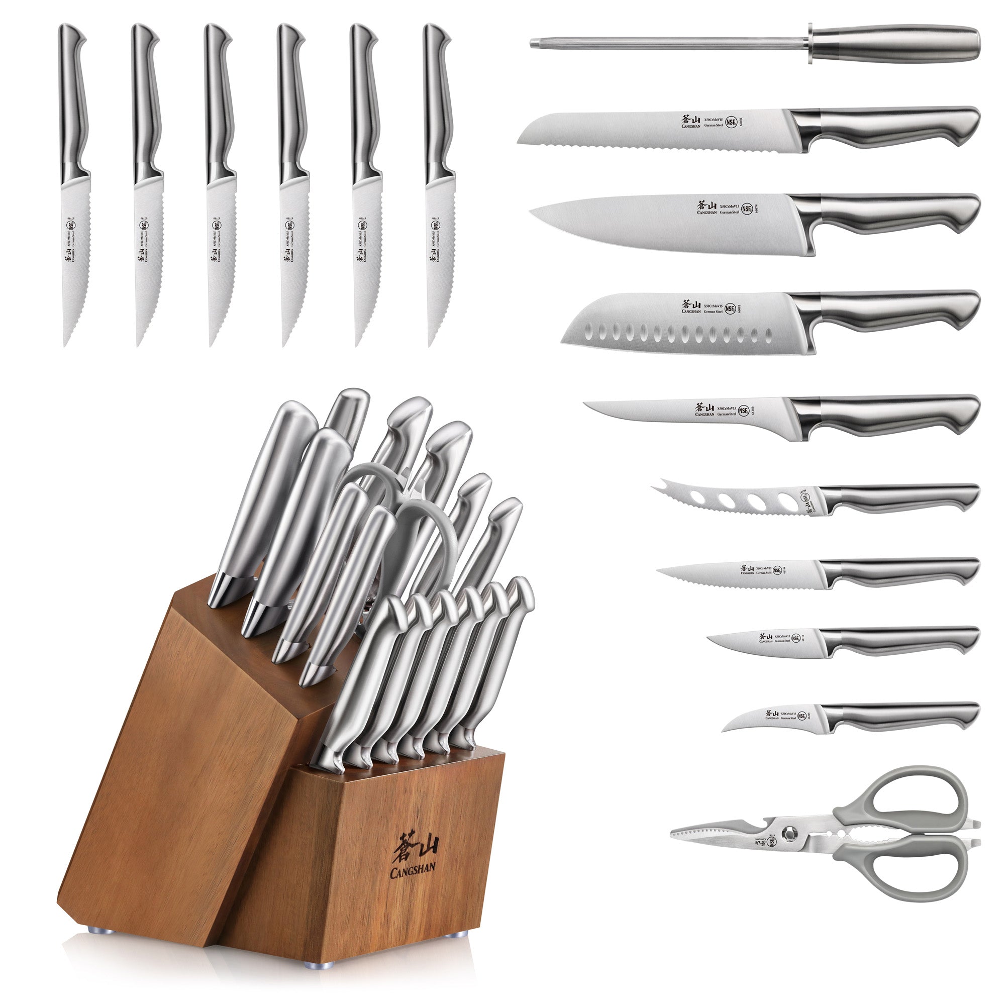 Cangshan 1027051 SANFORD Series 17-Piece Knife Block Set