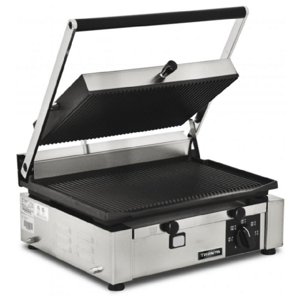 Omcan 11377 14 Inch Ribbed Sandwich Grill Electric Cast Iron Surface