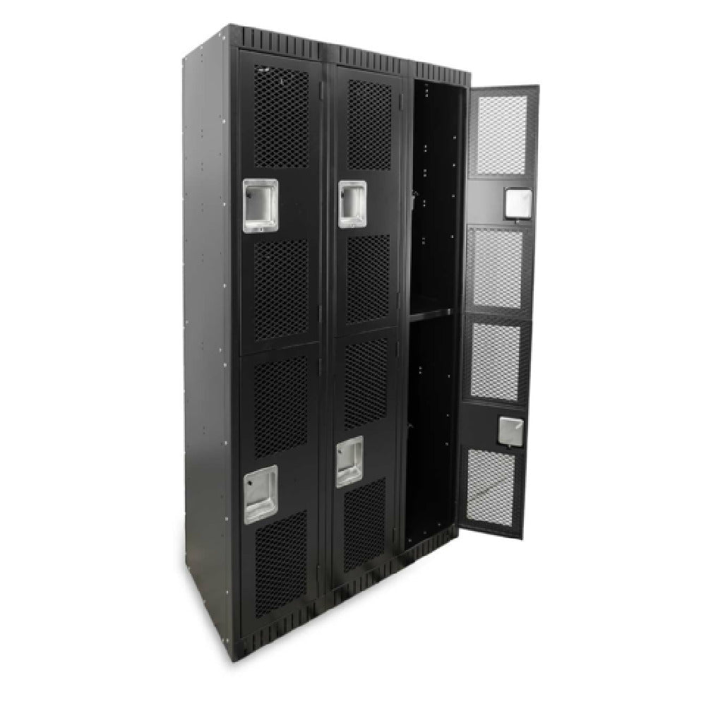 Omcan 46871 36 Inch 2-tier Locker Black Painted Steel 6 Units with Mesh Doors