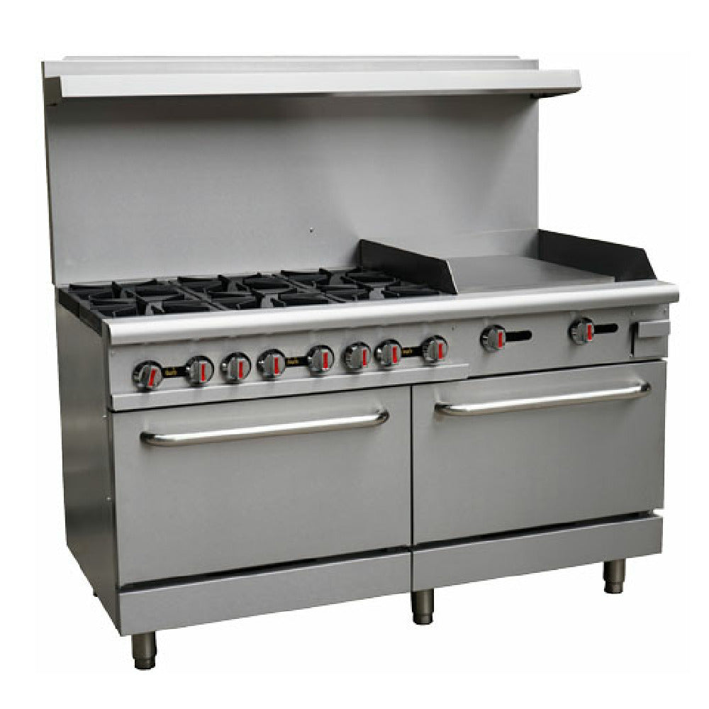 Omcan 46028 60 Inch Gas Range with (6) Open Burners and (2) Ovens