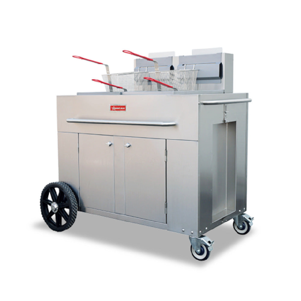 Omcan 47355 53 Inch Double Tank Gas Outdoor Portable Deep Fryer 93000 BTU