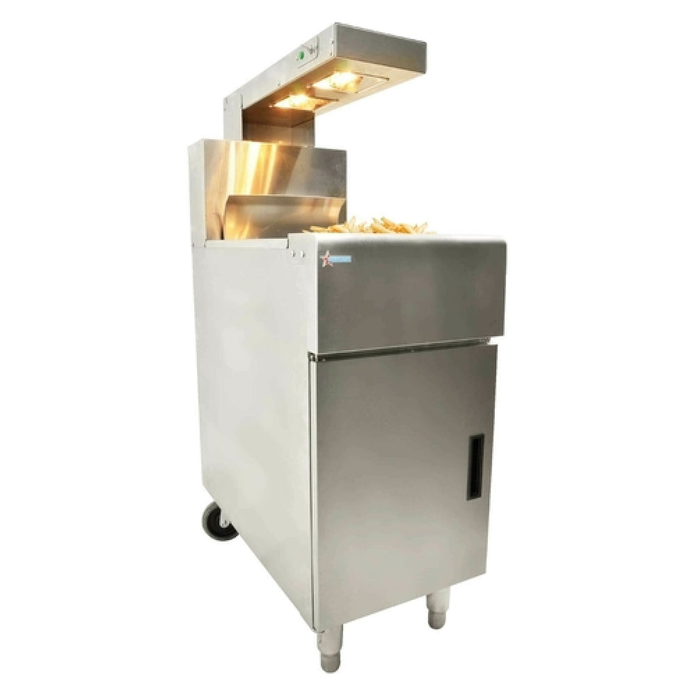 Omcan 43260 16 Inch Floor Standing French Fry Warmer Electric with Overhead Heat Lamps