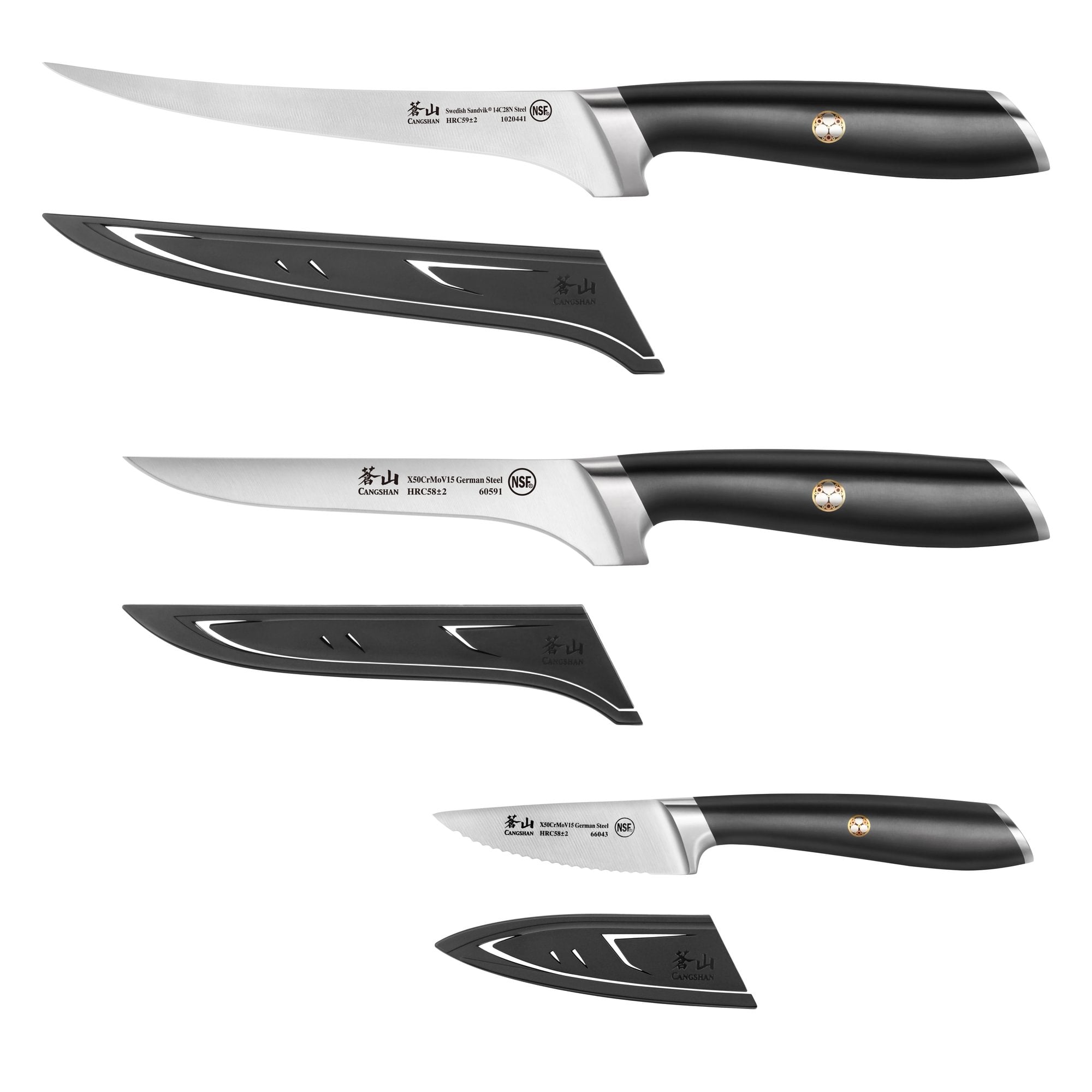 Cangshan 1026696 L Series 3-Piece Fillet Knife Set with Sheath