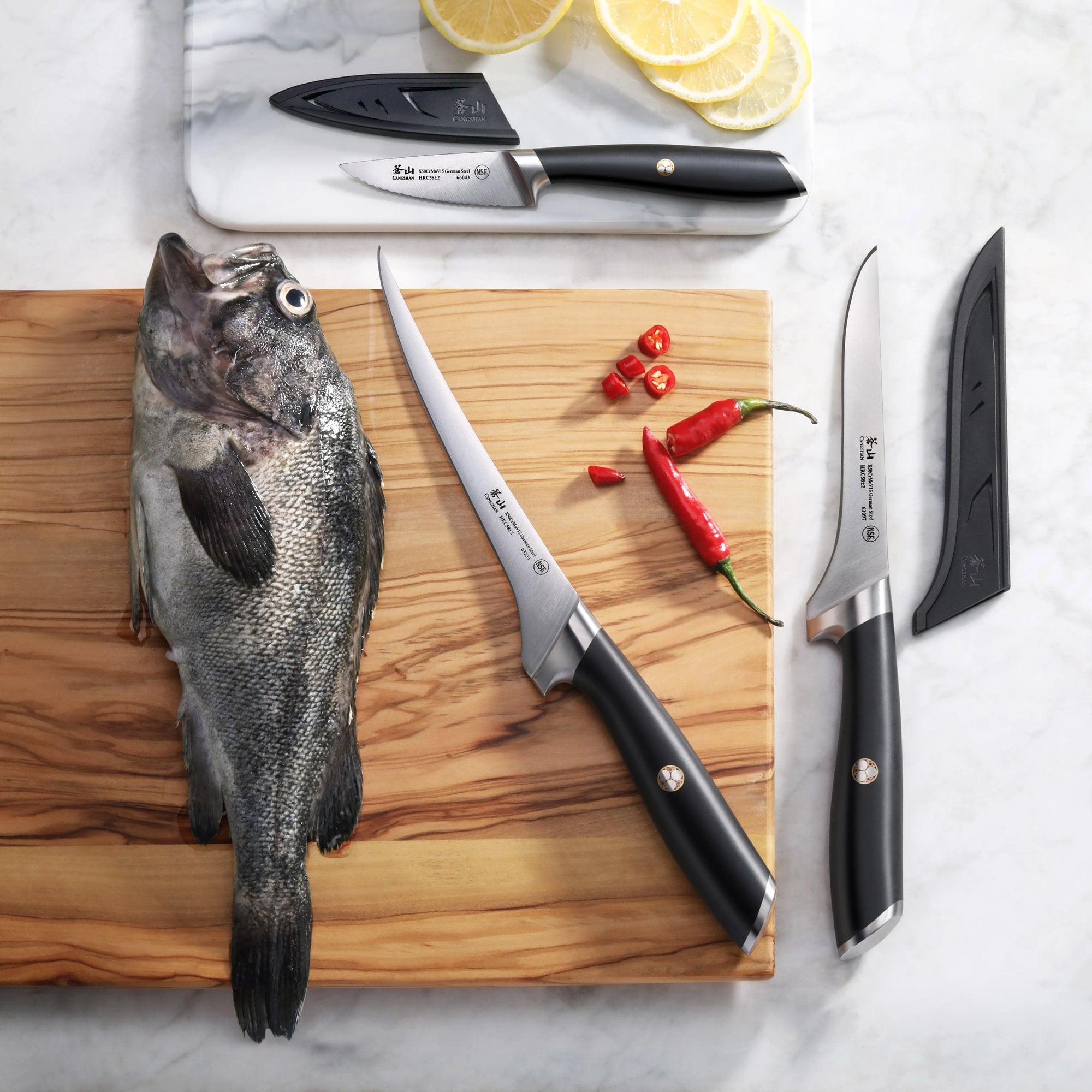 Cangshan 1026696 L Series 3-Piece Fillet Knife Set with Sheath