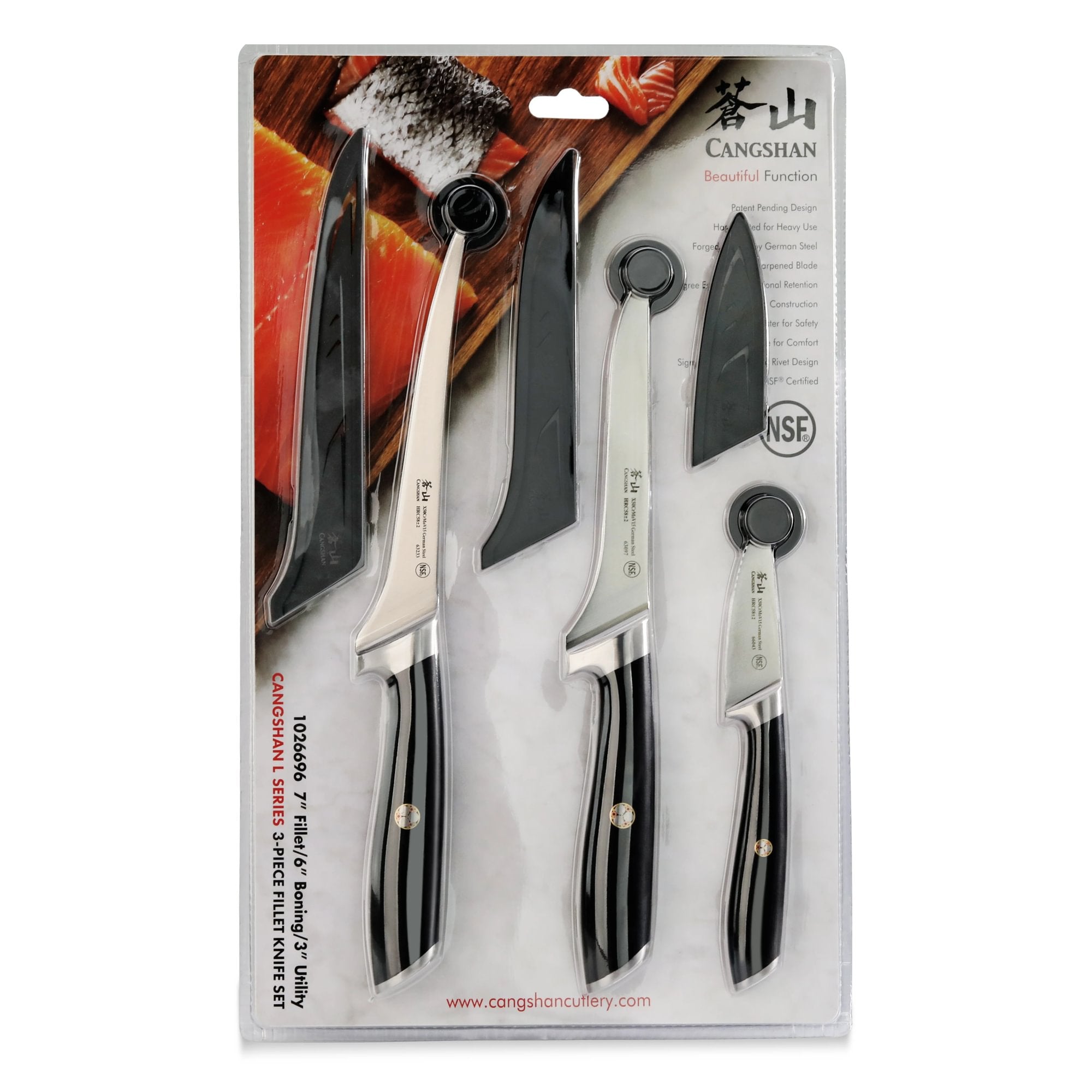 Cangshan 1026696 L Series 3-Piece Fillet Knife Set with Sheath