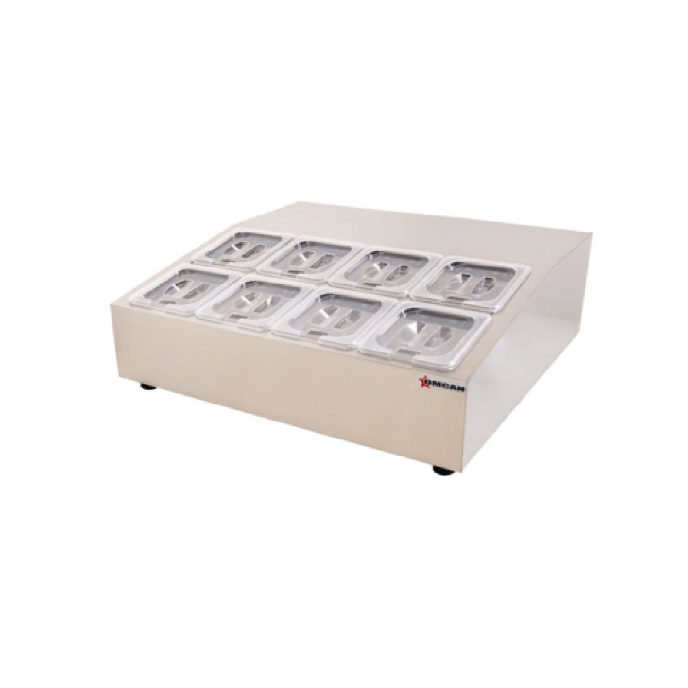 Omcan 47862 28 Inch Refrigerated Prep Rail Salad Bar Station Countertop Stainless Steel