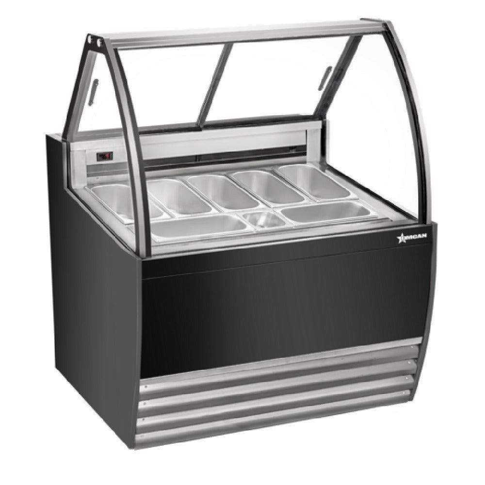 Omcan 49006 41 Inch Gelato Display Showcase 7 Pan Capacity with Curved Glass