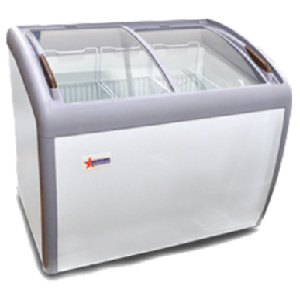 Omcan 31456 39 Inch Ice Cream Freezer 9.2 Cu Ft 2 Sections Floor Model White