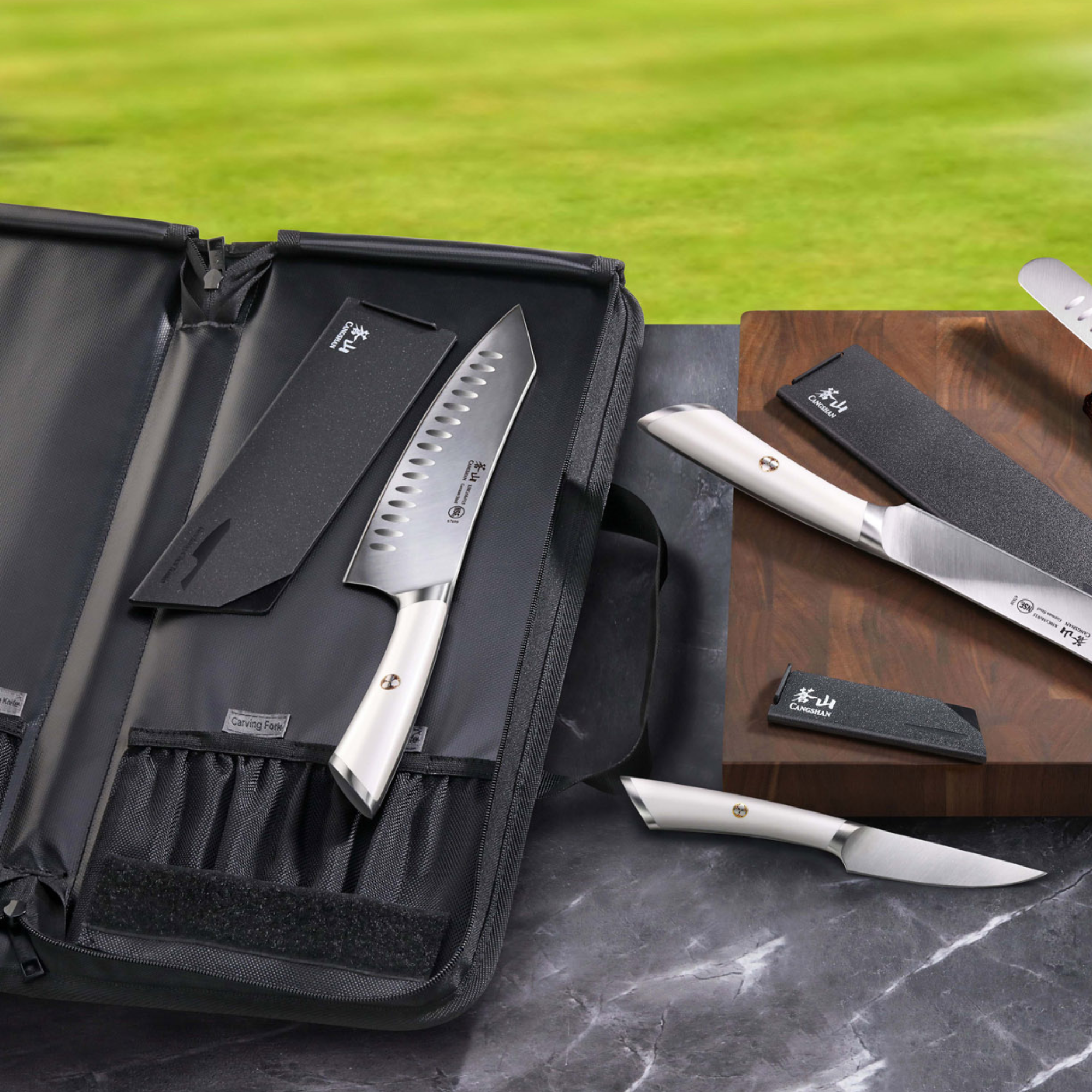 Cangshan 1027006 ELBERT Series 6-Piece BBQ Knife Kit - White