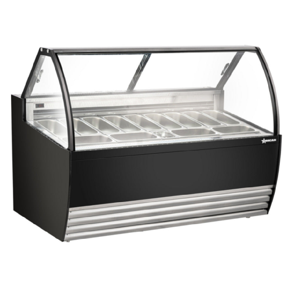 Omcan 49008 69 Inch Gelato Display Case 13 Pan Capacity Black