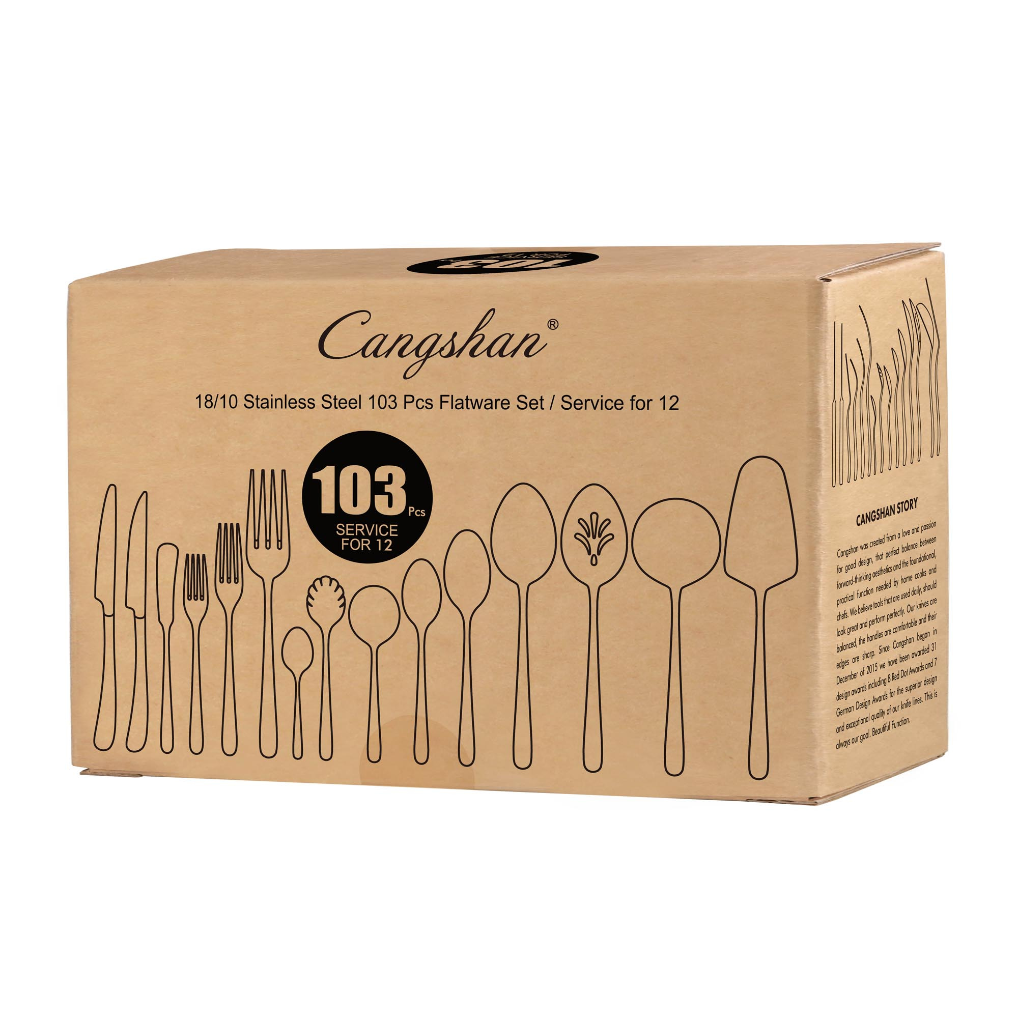 Cangshan 1027037 RAIN II Series 103-Piece Forged Flatware Set
