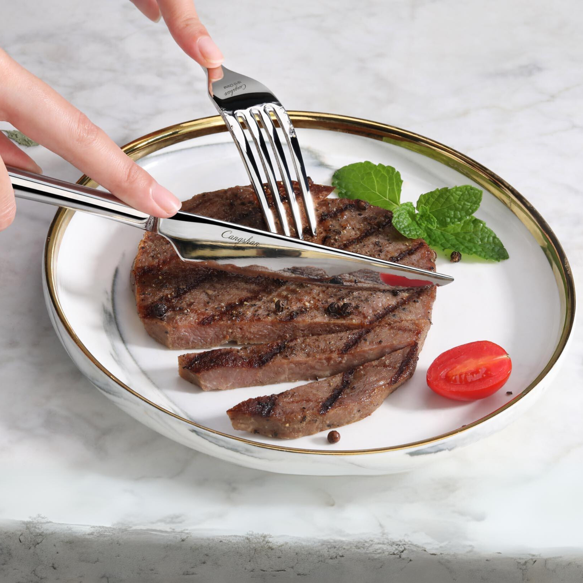 Cangshan 1027037 RAIN II Series 103-Piece Forged Flatware Set