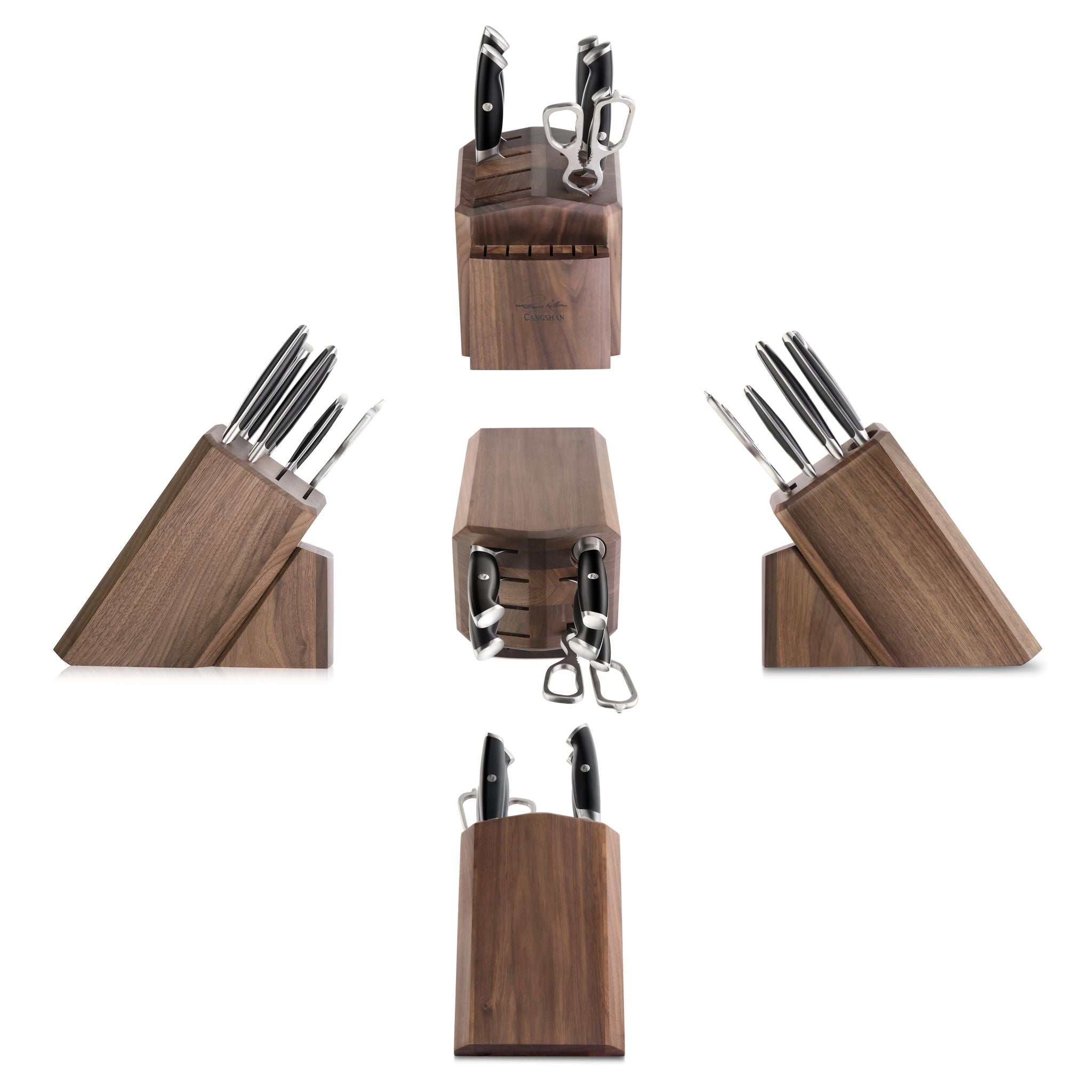 Cangshan 1025583 TKSC 7-Piece Knife Block Set with 8 Spare Slots - White
