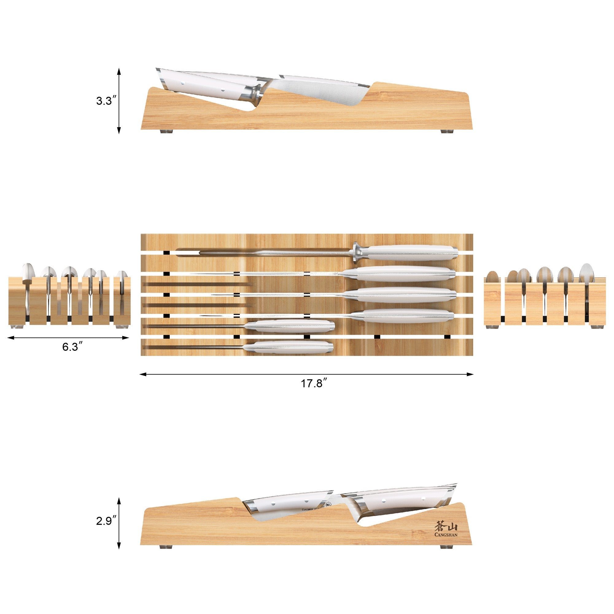 Cangshan 503268 HELENA Series 7-Piece In-Drawer Knife Set - Black