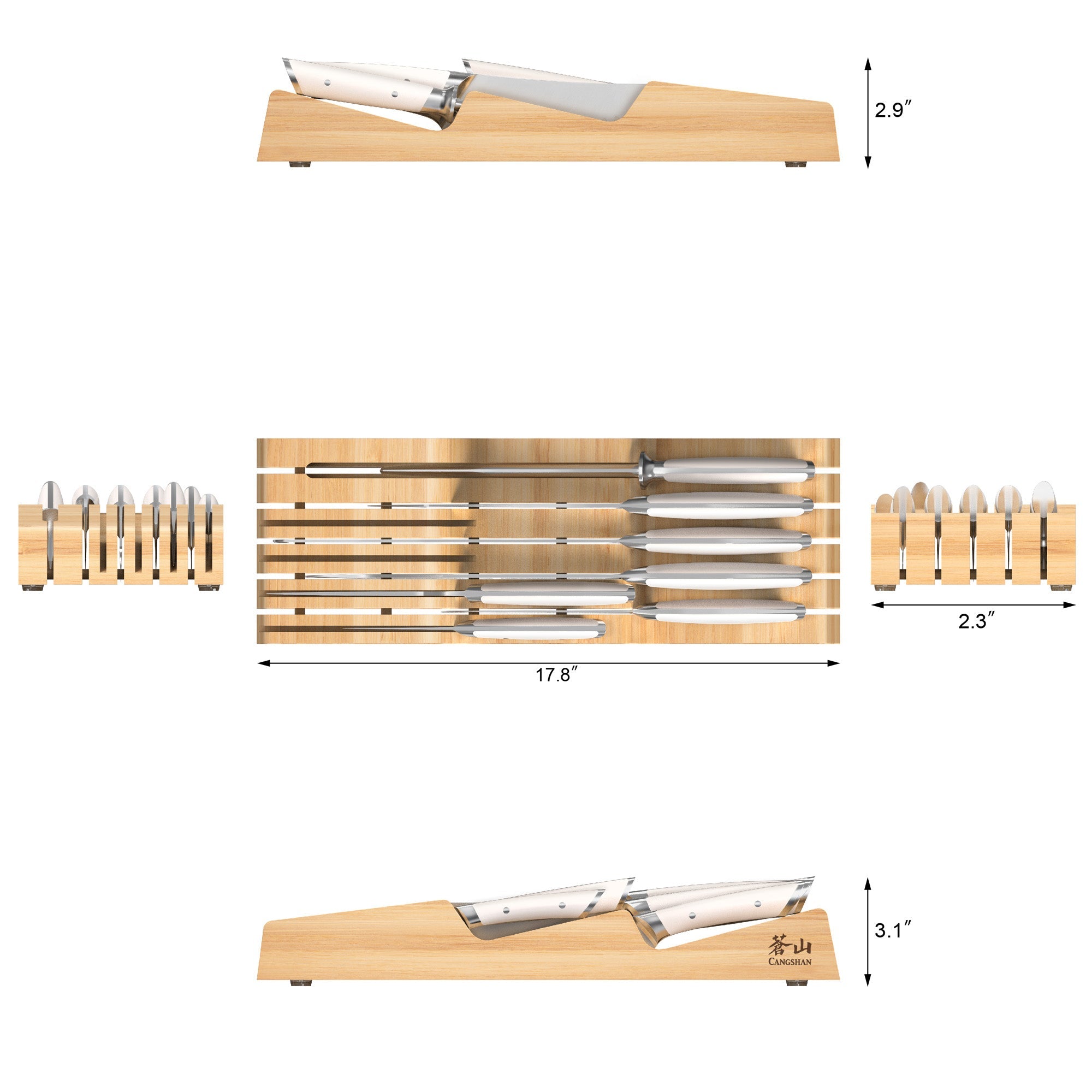 Cangshan 503459 HELENA Series 8-Piece In-Drawer BBQ Knife Set - White