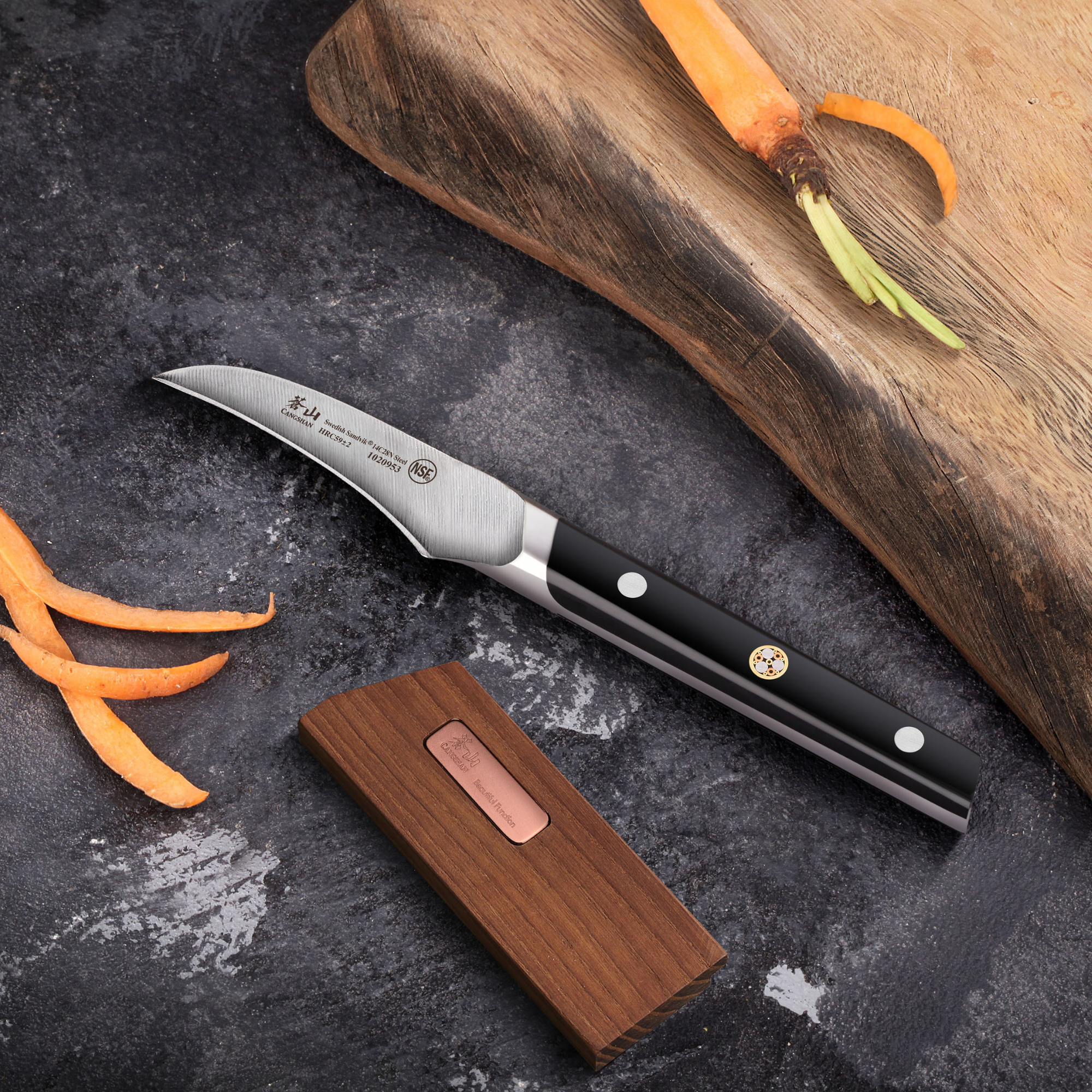 Cangshan 1020960 TC Series 2.75-Inch Peeling Knife with Ash Wood Sheath