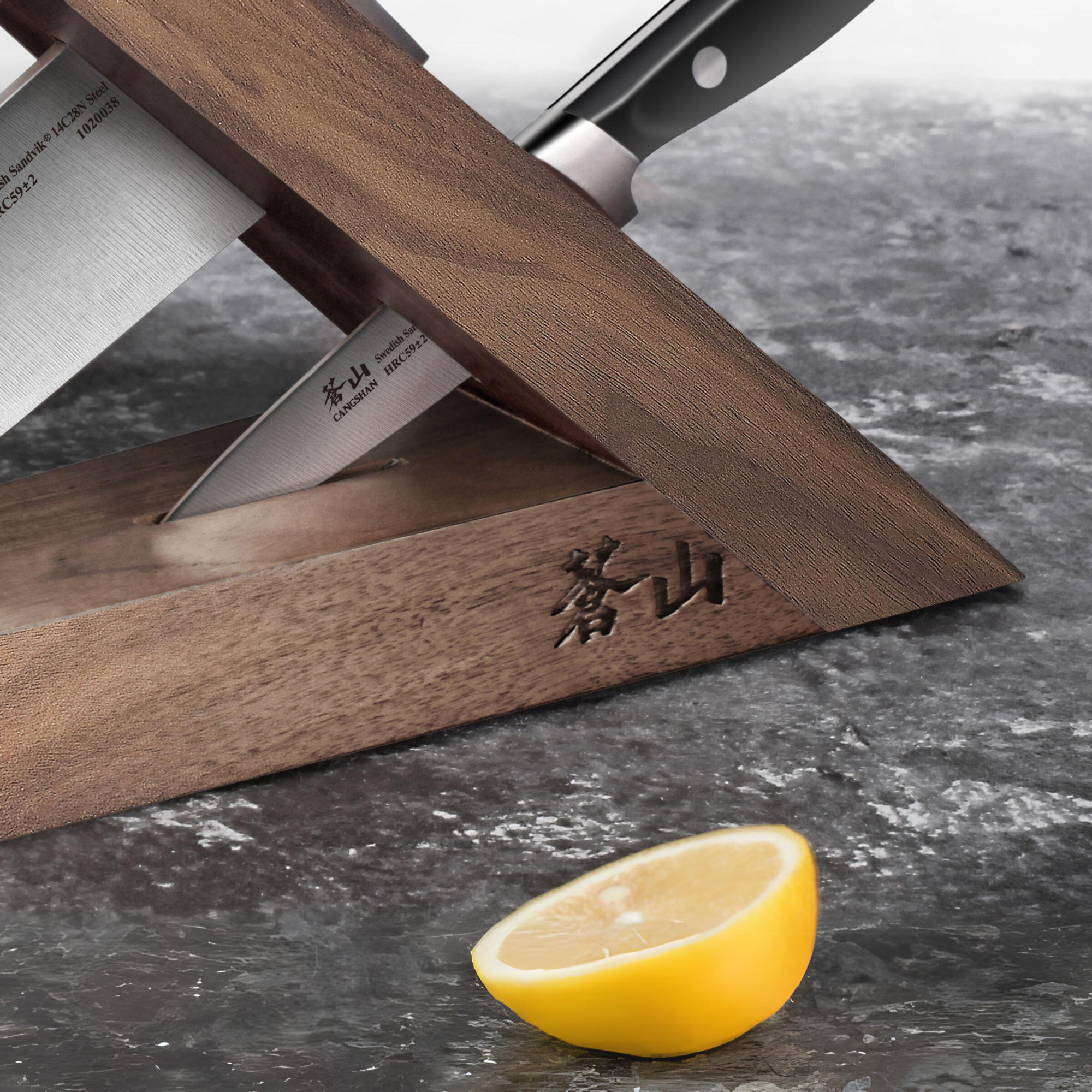 Cangshan 1021240 TAI Triangle Walnut Wood Knife Block - Two Slots