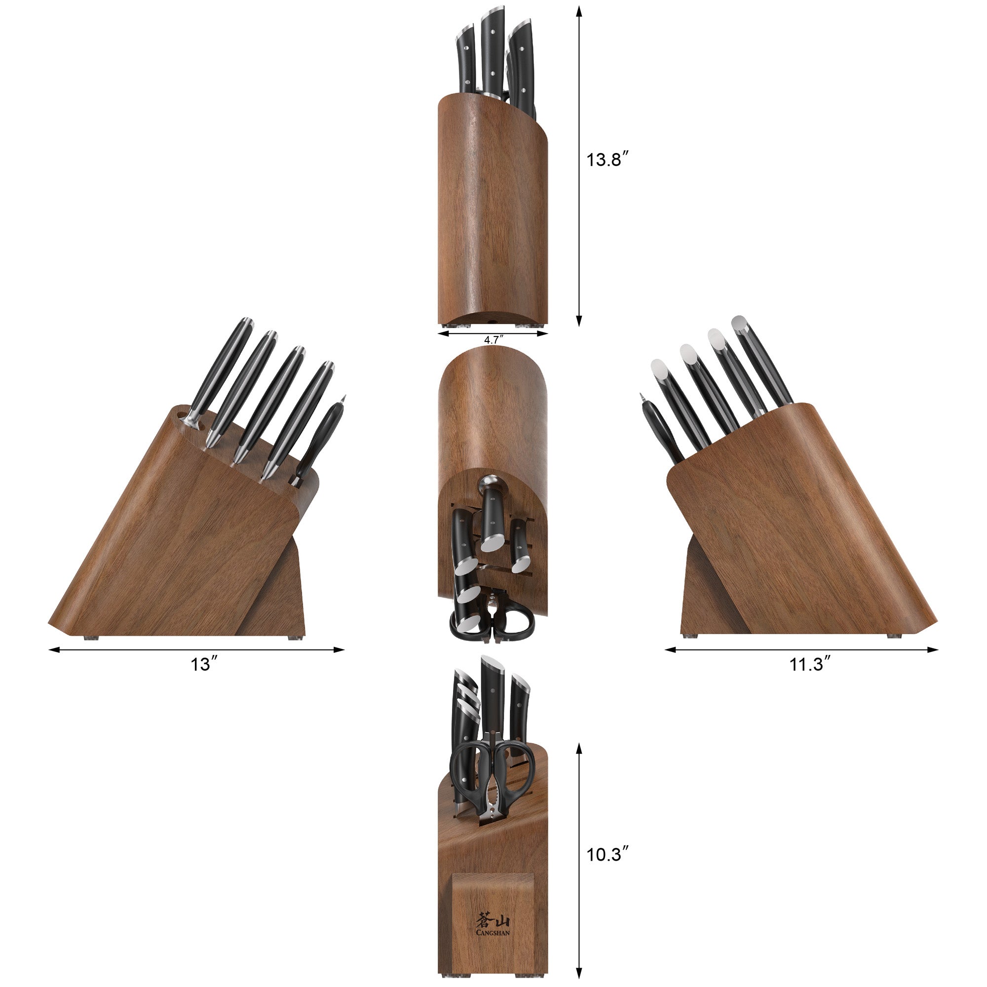 Cangshan 503428 HELENA Series Cleaver Knife Block Set - White / 7-Piece