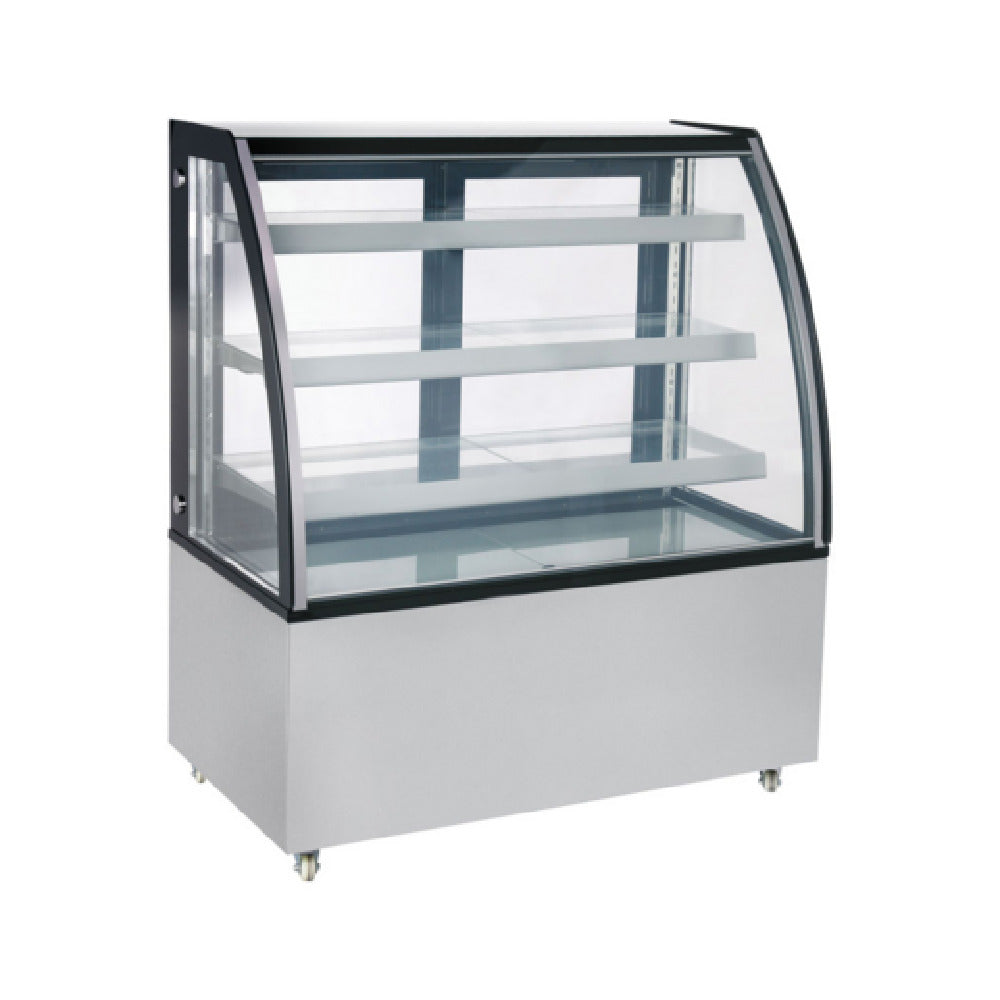 Omcan 44502 48 Inch Refrigerated Floor Showcase Automatic Defrost Stainless Steel