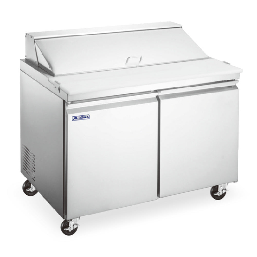 Omcan 59051 60 Inch Mega Refrigerated Prep Table Self-Contained 16.6 cu.ft