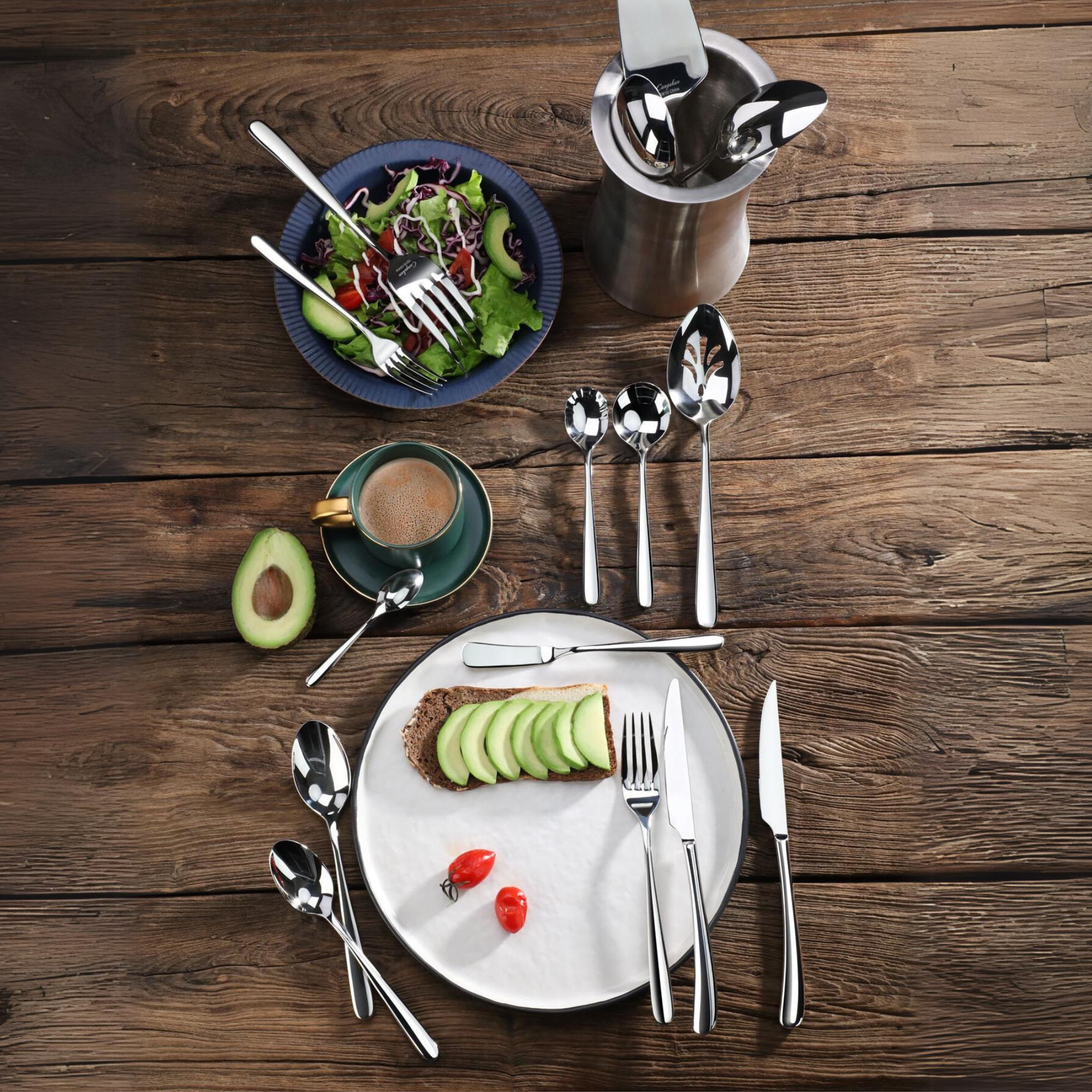 Cangshan 1027037 RAIN II Series 103-Piece Forged Flatware Set