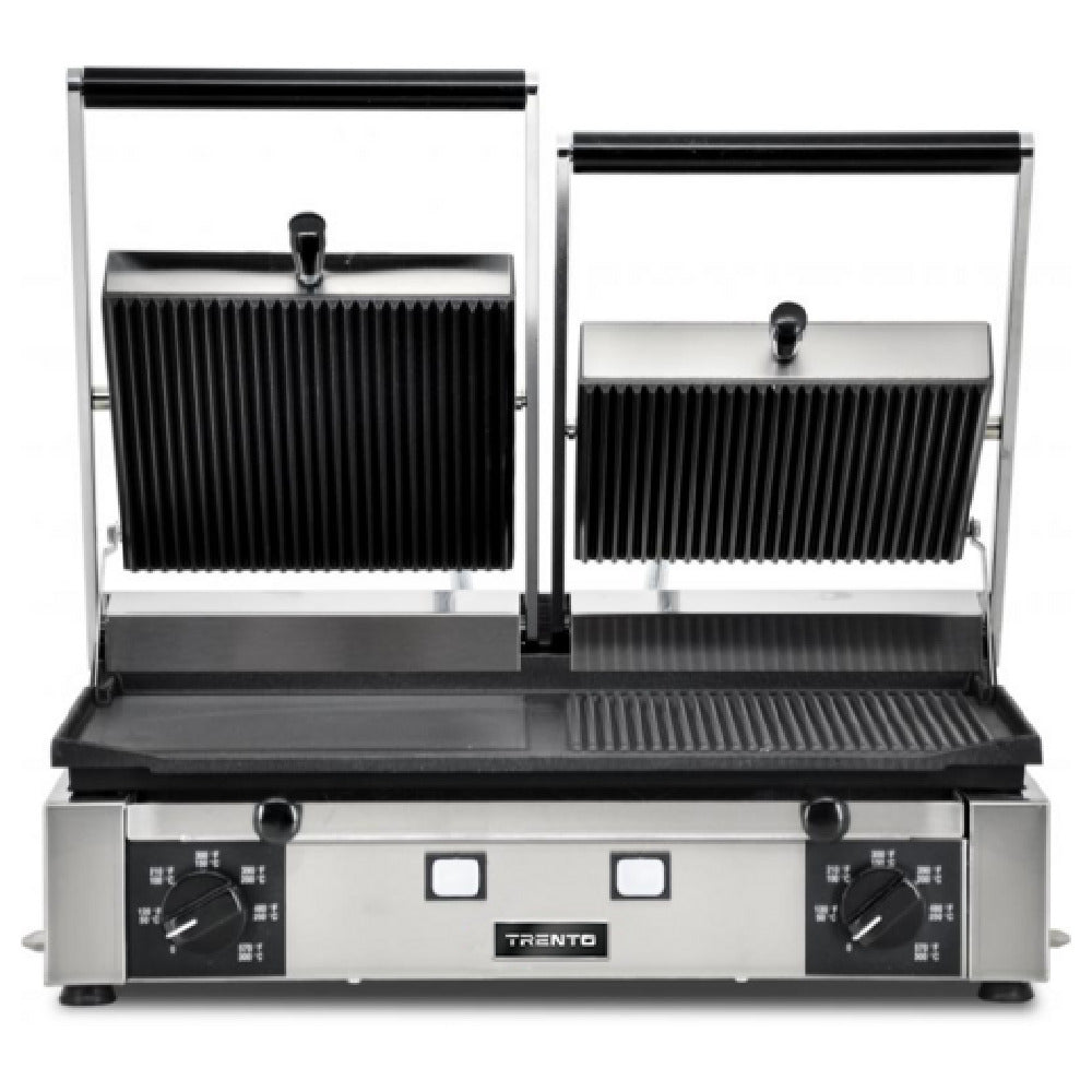 Omcan 11380 20 Inch Electric Sandwich Grill Dual Cast Iron Ribbed and Flat