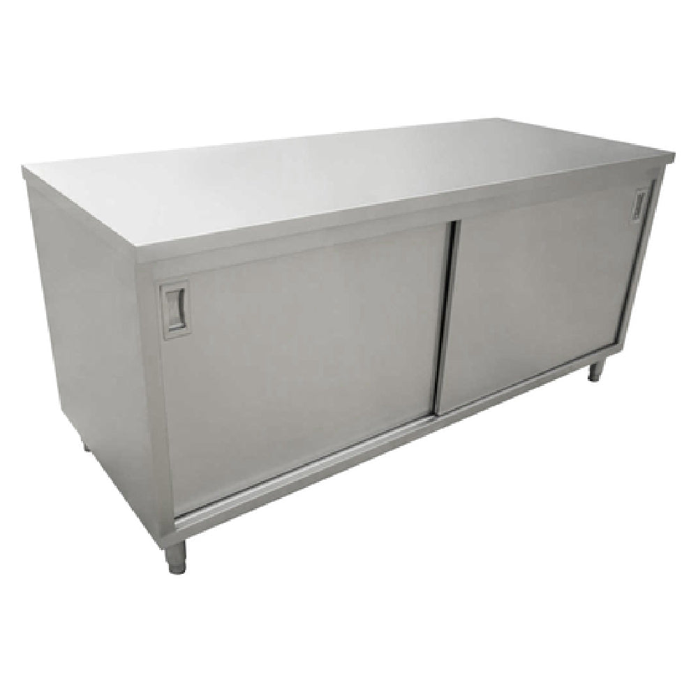 Omcan 44187 60 Inch Cabinet Base Work Table with Sliding Doors Stainless Steel