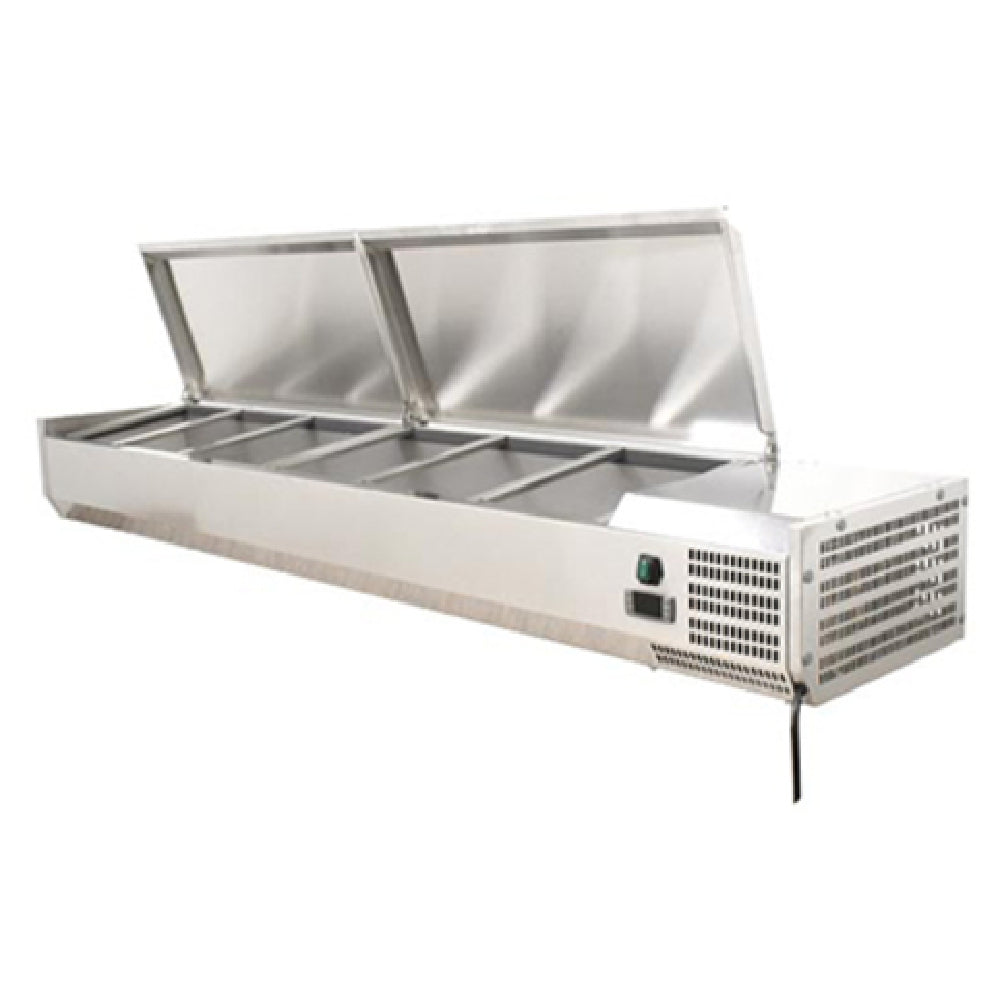 Omcan 46497 78 Inch Refrigerated Topping Rail Countertop Stainless Steel Cover