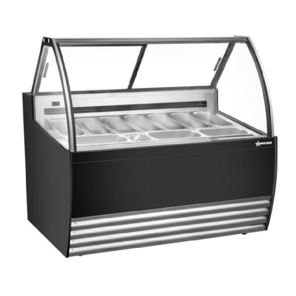 Omcan 49007 55 Inch Gelato Display Showcase Digital Controller Curved Glass