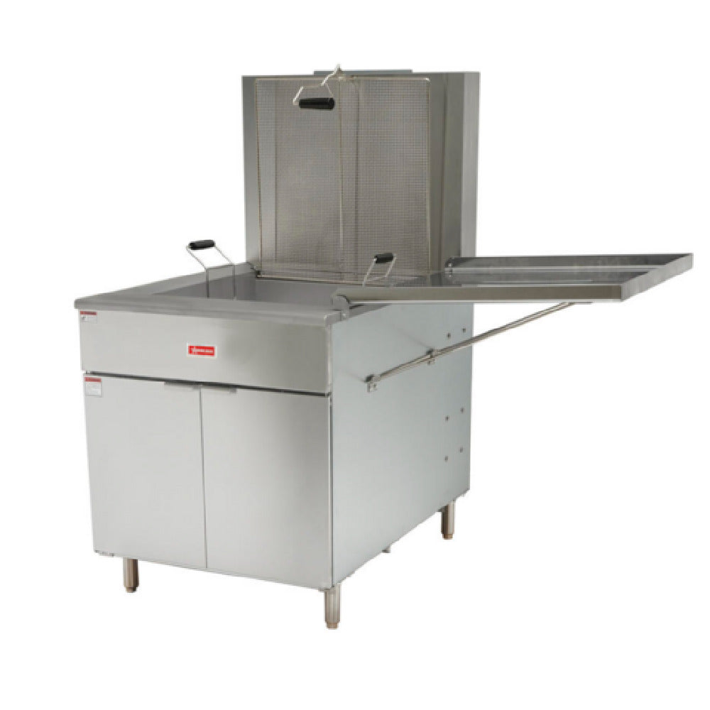 Omcan 49101 46 Inch Floor Model Donut Fryer Gas with 125 Lb Capacity 3 Burners 90000 BTU