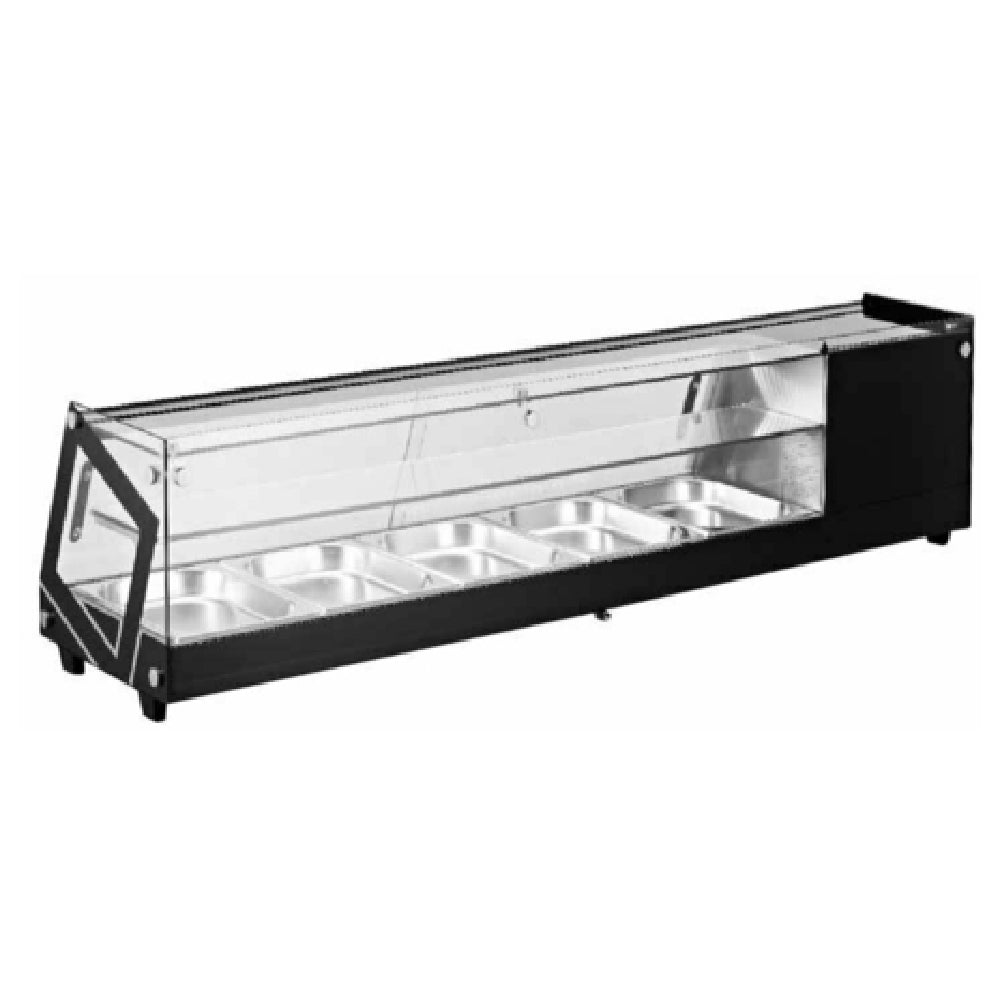 Omcan 44395 69 Inch Sushi Display Case Countertop Refrigerated Black