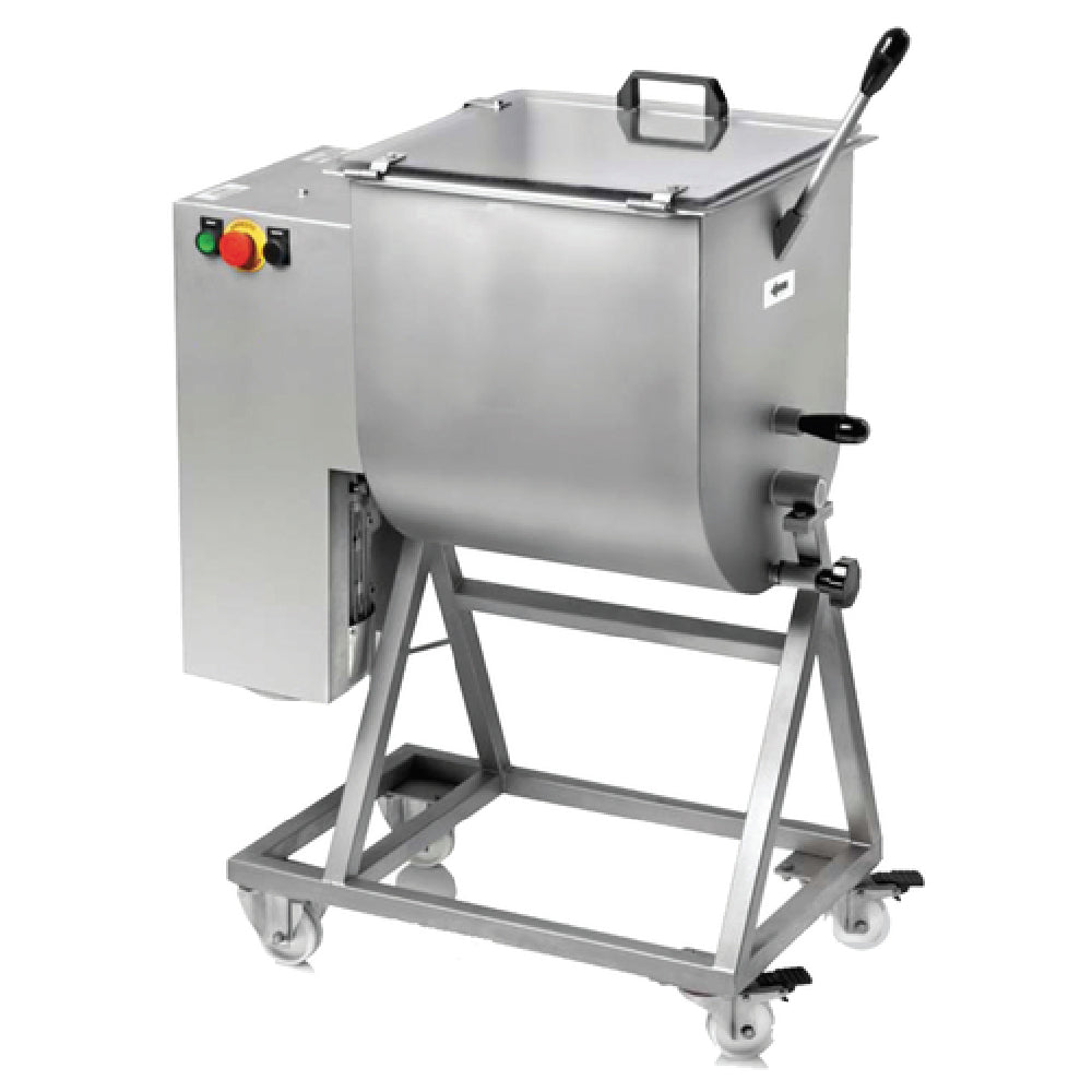 Omcan 13159 50 Kg Electric Meat Mixer with Tilting Tank and Transparent Cover