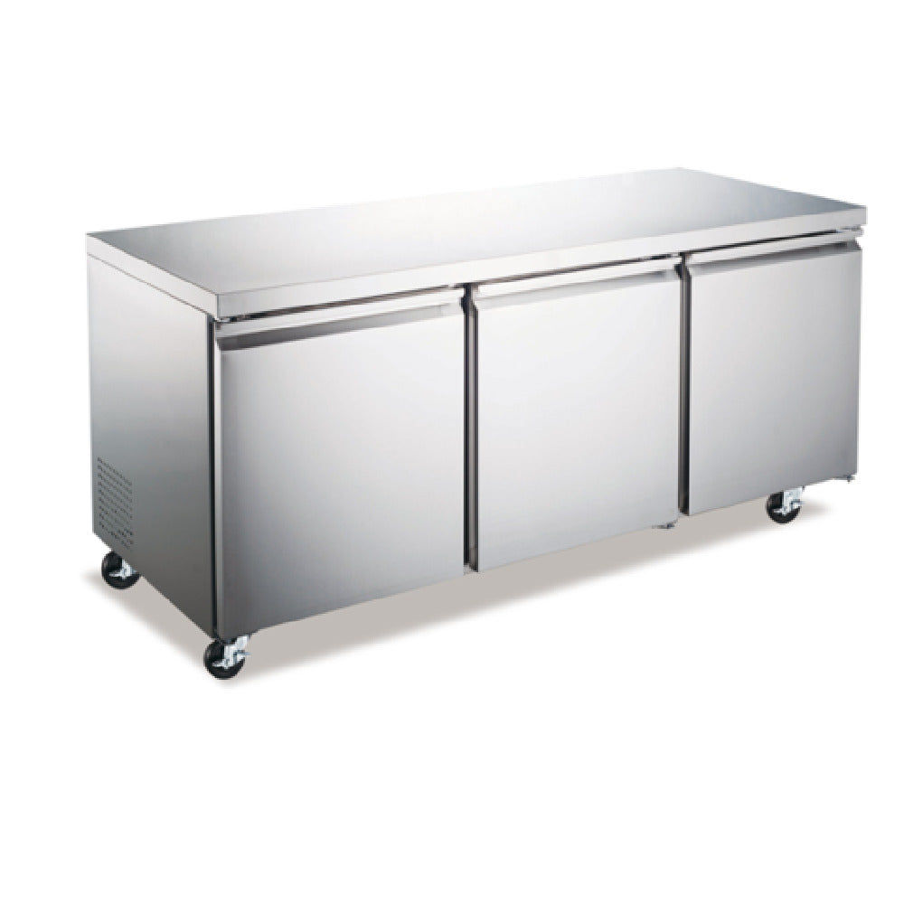 Omcan 50091 72 Inch Under Counter Refrigerator Reach-In Three-section 15.5 cu ft