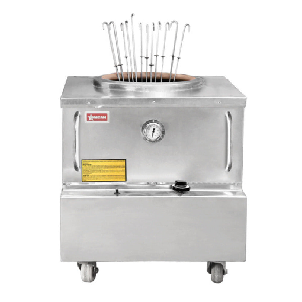 Omcan 47338 24 Inch Tandoor Clay Oven with Handcrafted Pot and Burner 48000 BTU