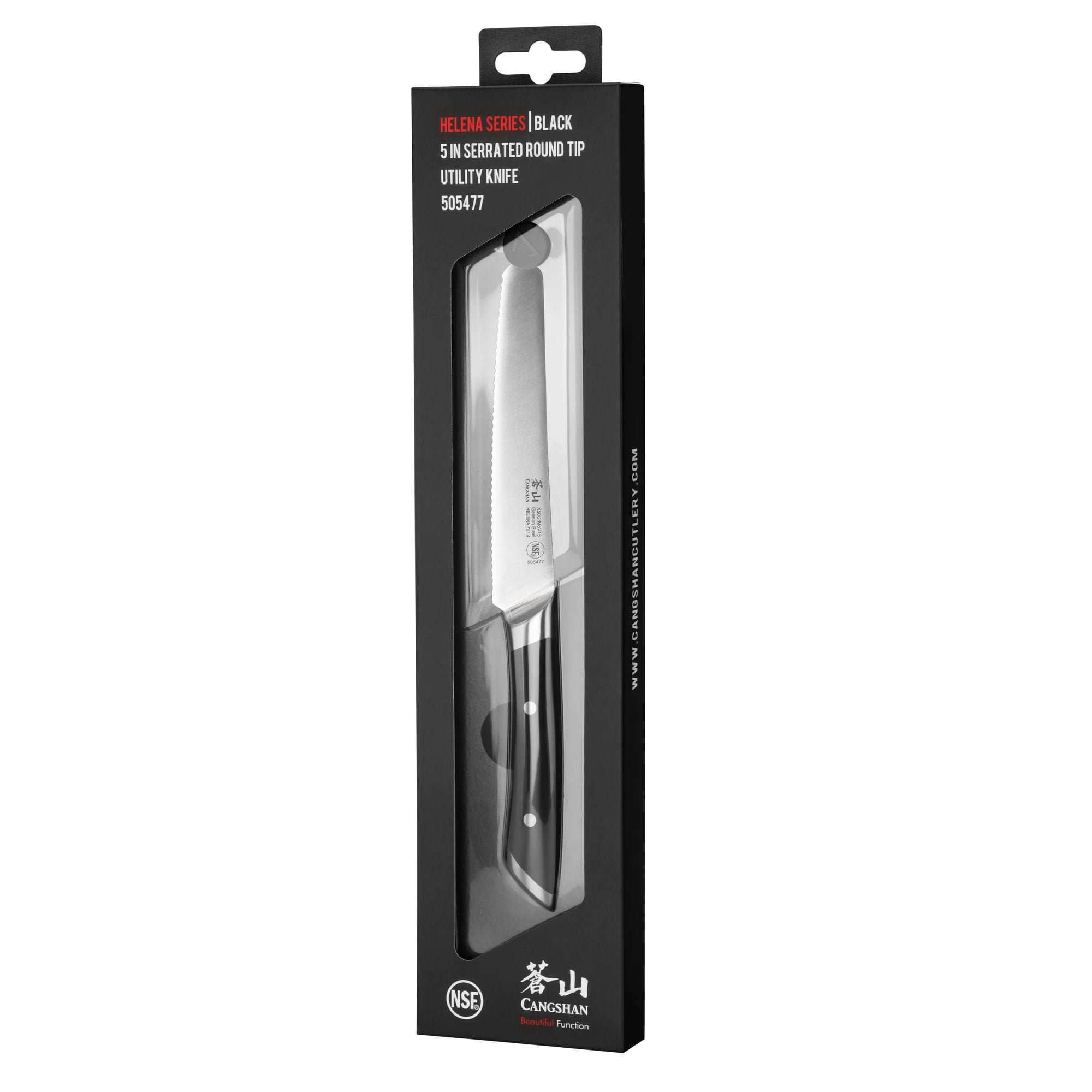 Cangshan 10301275 HELENA Series 5-Inch Round-Tip Serrated Utility - Blue
