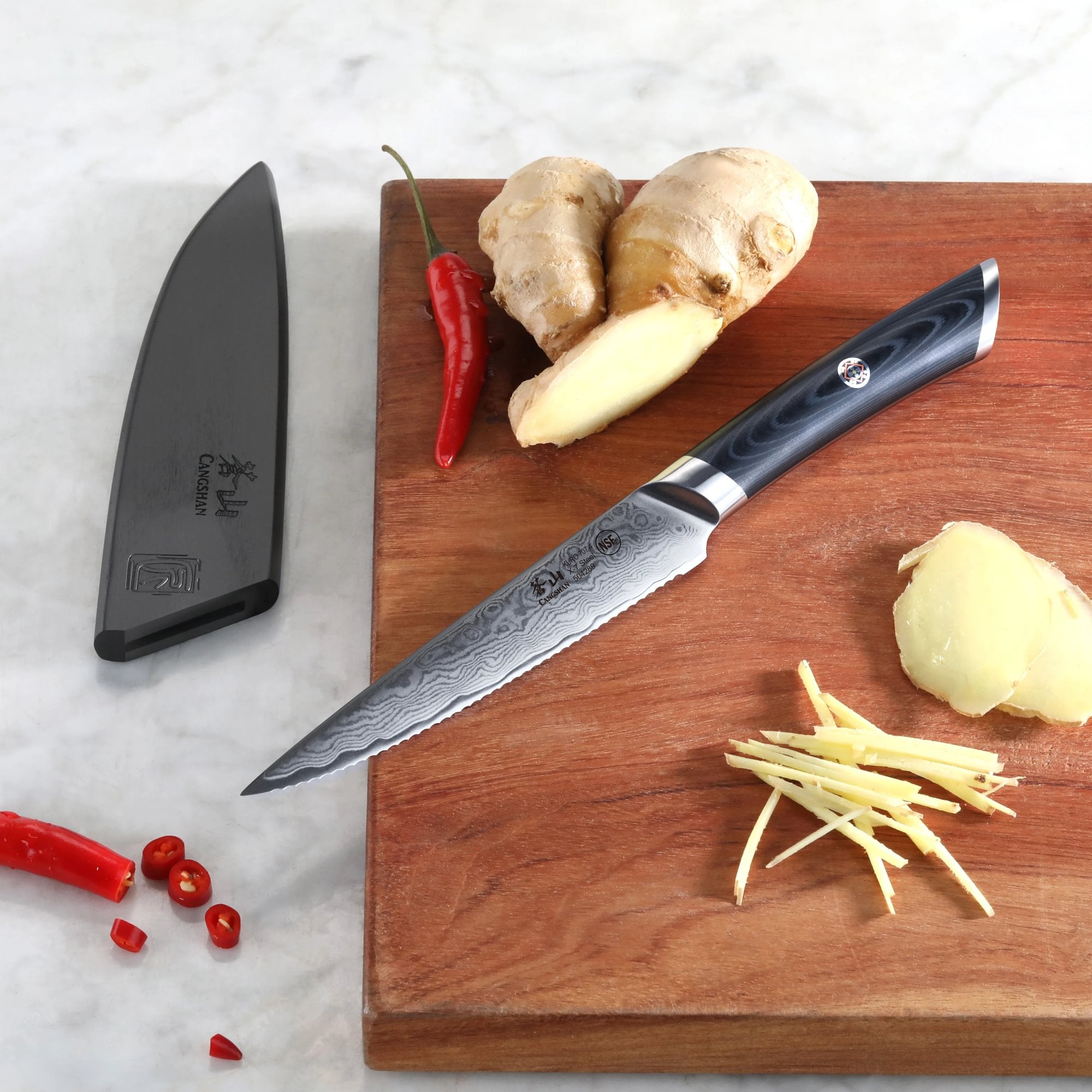 Cangshan 504289 KURO Series 5-Inch Serrated Utility Knife