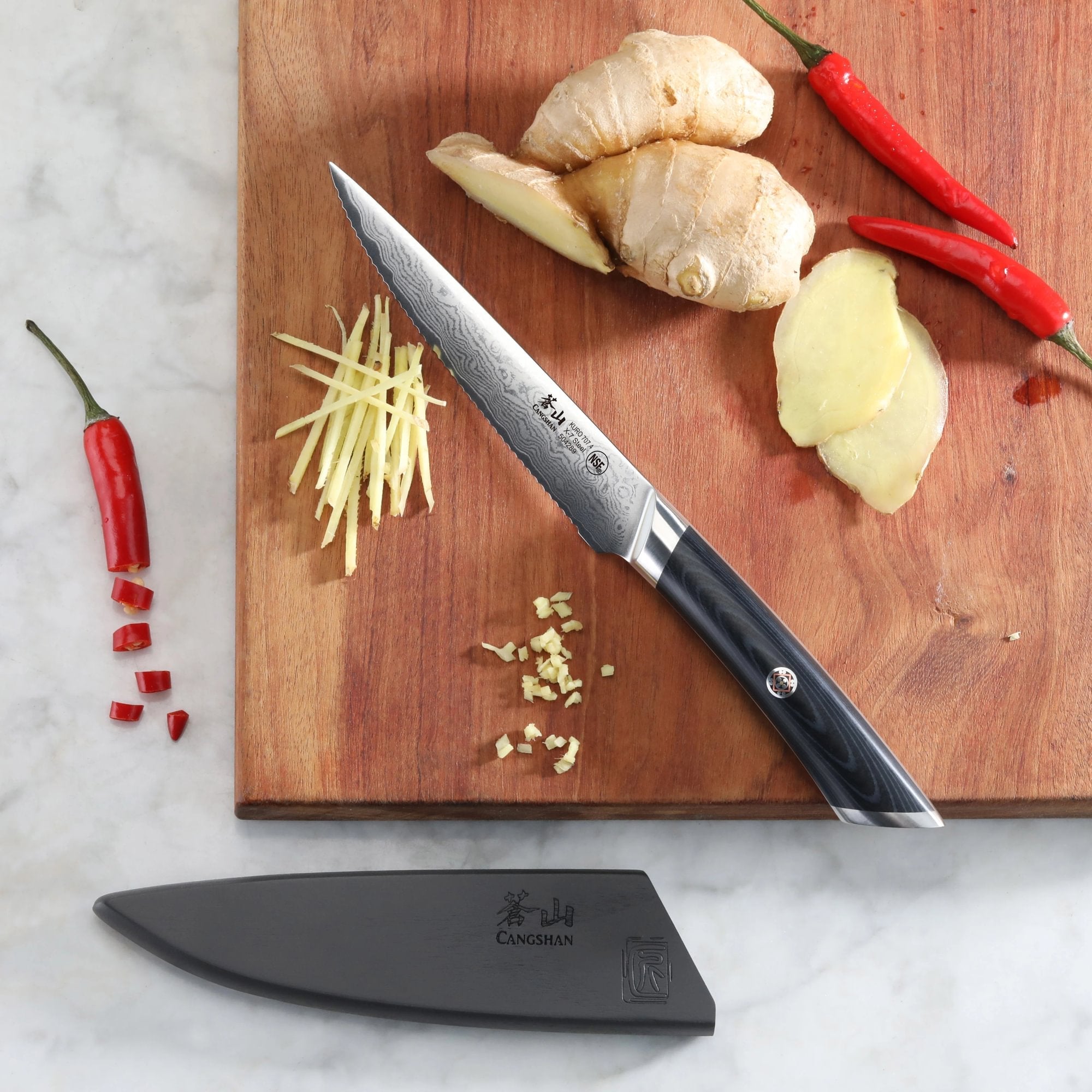 Cangshan 504289 KURO Series 5-Inch Serrated Utility Knife