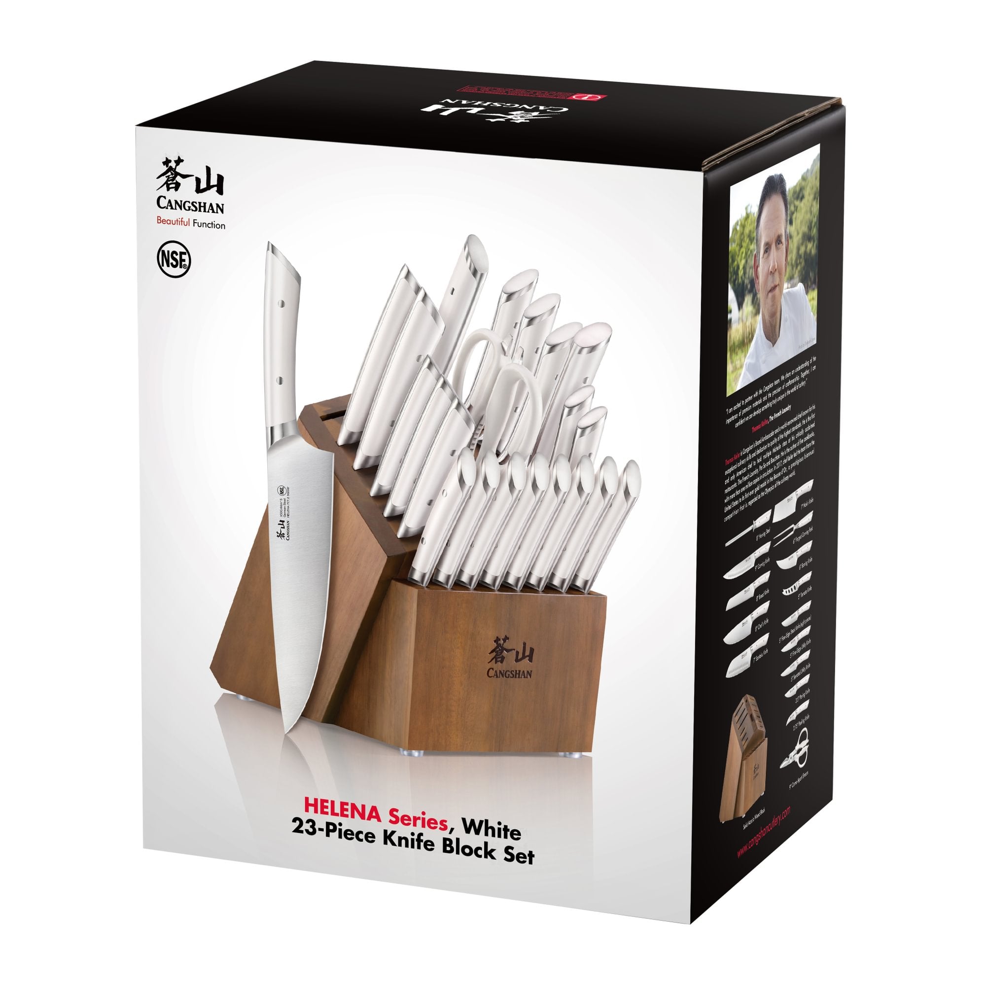 Cangshan 503510 HELENA Series 23-Piece Knife Block Set - White / 23-Piece