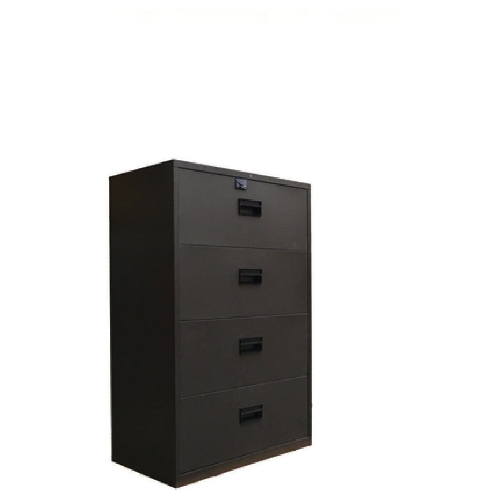 Omcan 13076 36 Inch Lateral Filing Cabinet Four Drawers Charcoal Black Steel