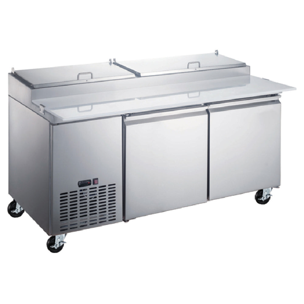 Omcan 50043 71 Inch Refrigerated Pizza Prep Table Two-section Stainless Steel