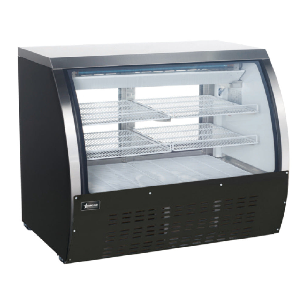 Omcan 50077 47 Inch Refrigerated Deli Display Case Floor Model Black Exterior