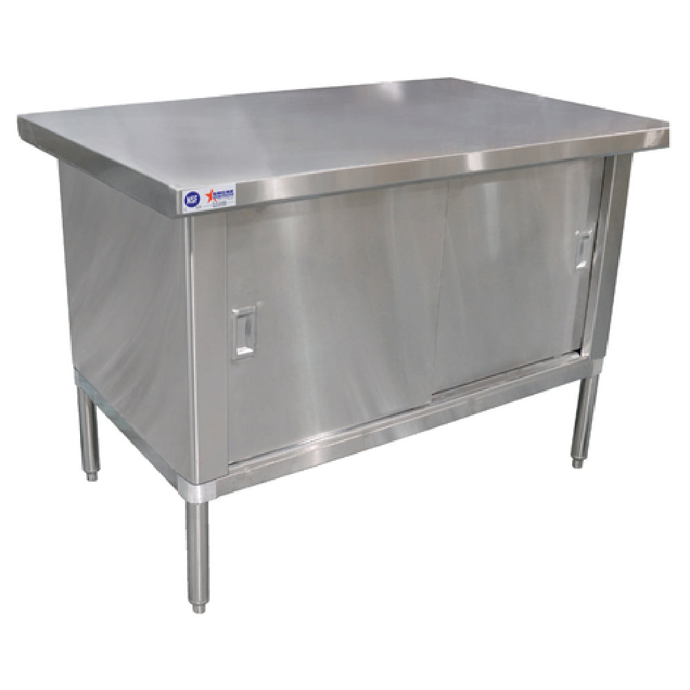 Omcan 24400 48 Inch Cabinet Base Work Table with Sliding Doors Stainless Steel