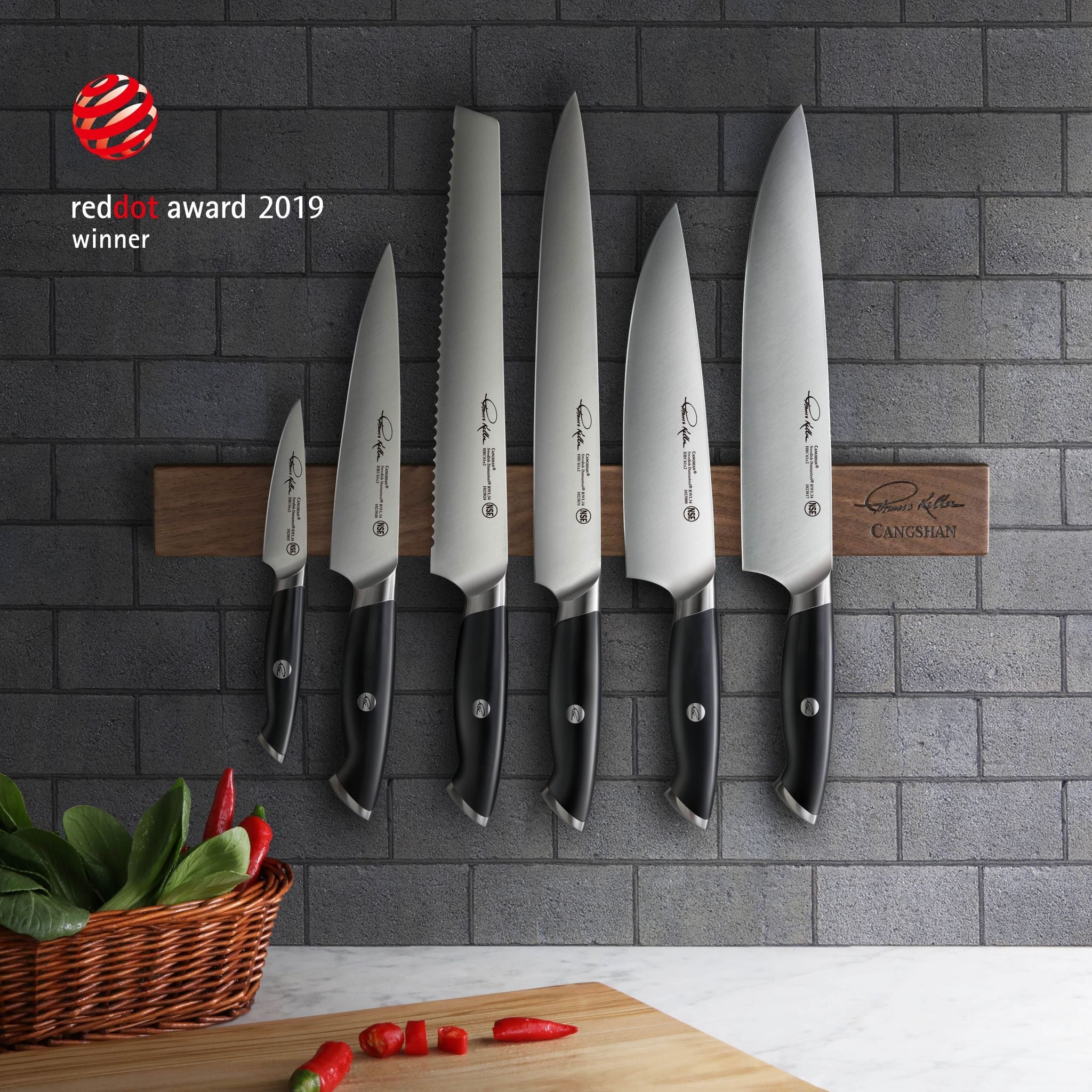 Cangshan 1023787 TKSC 7-Piece Magnetic Knife Bar Set